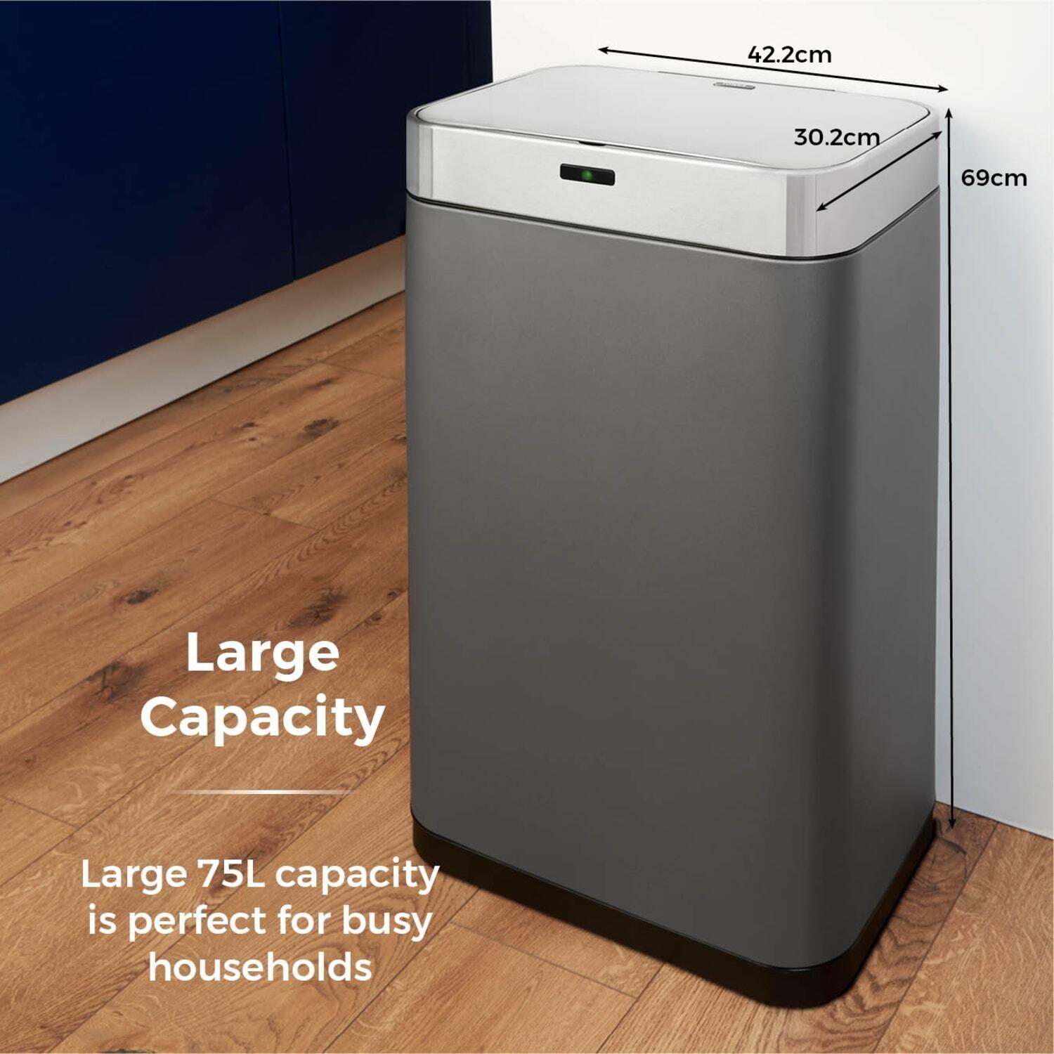 Titanium - Tower - Tower Square sensor bin with Fingerprint Proof Coat - 4