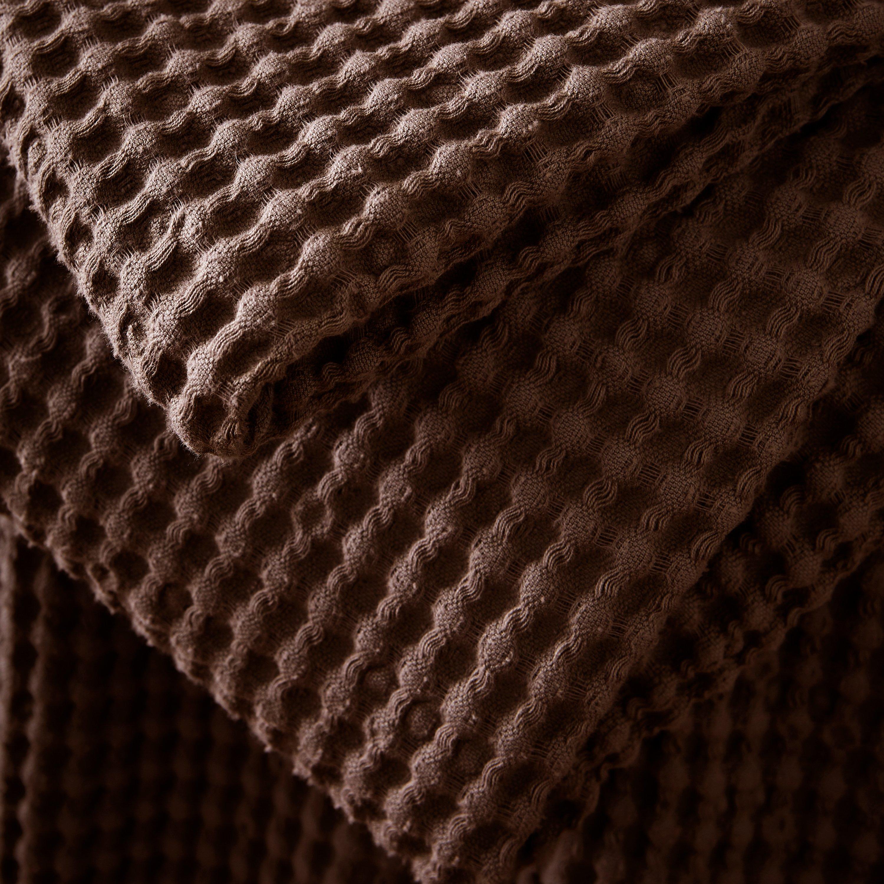 Chocolate - Pineapple Elephant - Jaipur Chunky Waffle Cotton Blanket Throw - 3