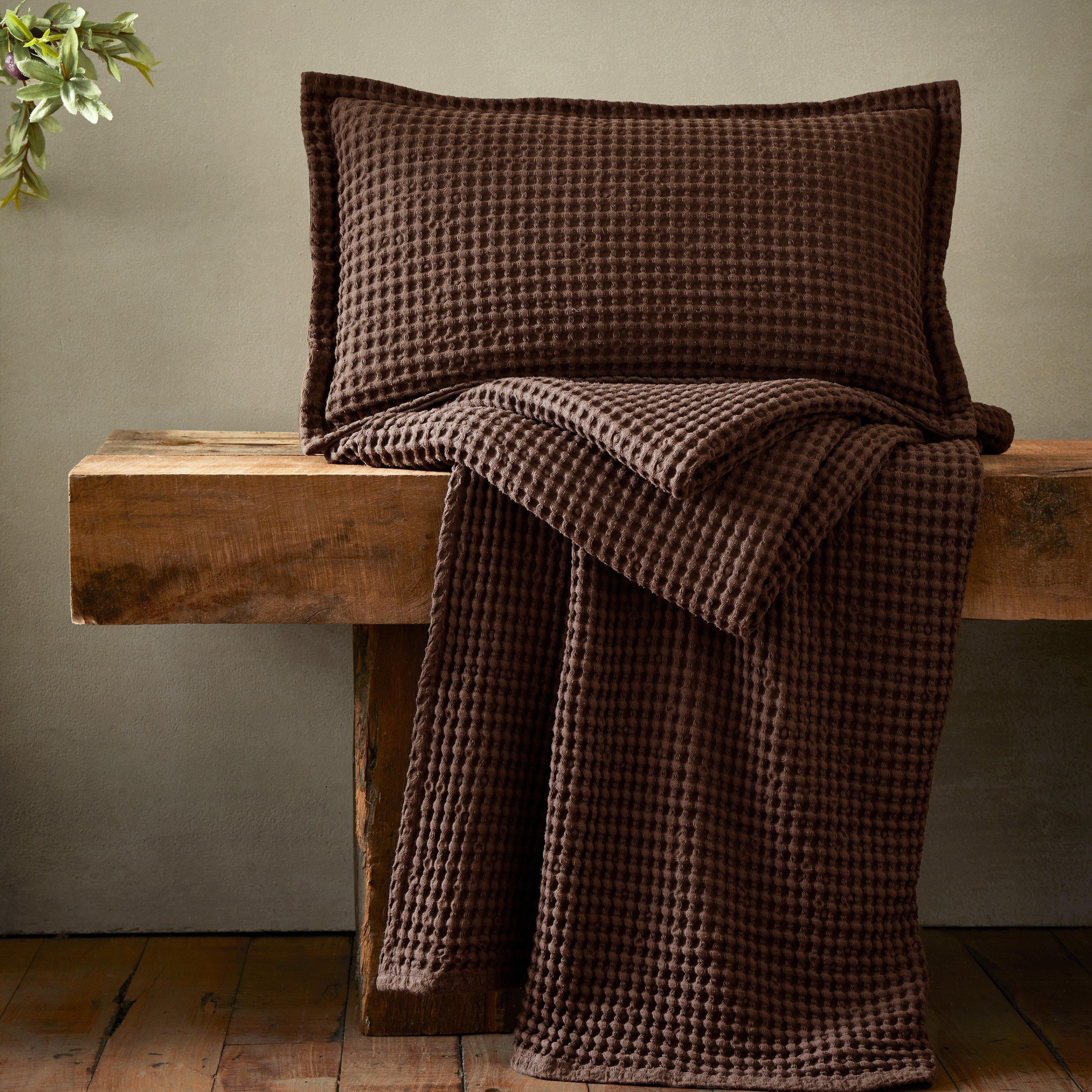 Chocolate - Pineapple Elephant - Jaipur Chunky Waffle Cotton Blanket Throw - 4