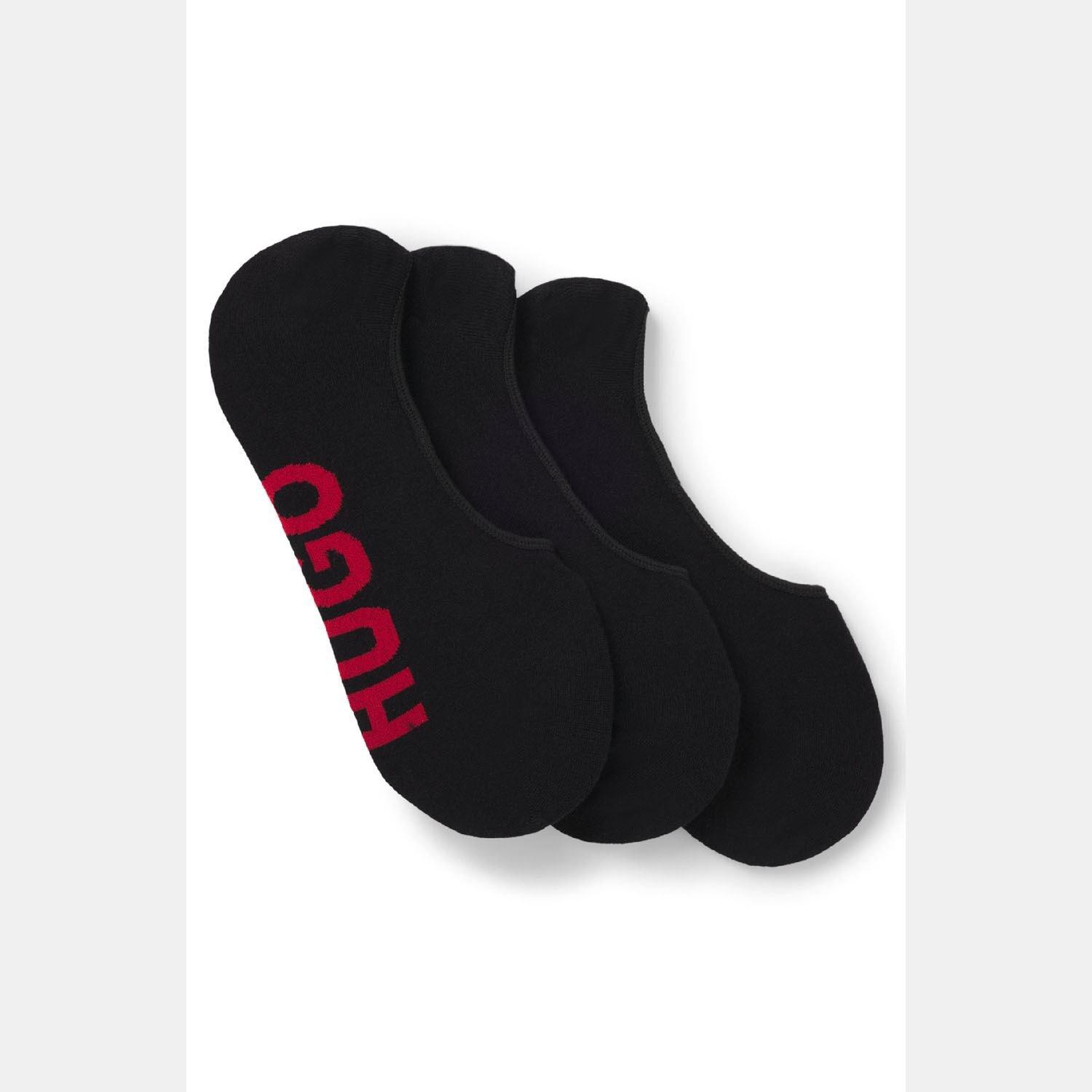 Black - Hugo - 3 Pack of Invisible Socks with Large Logos - 2