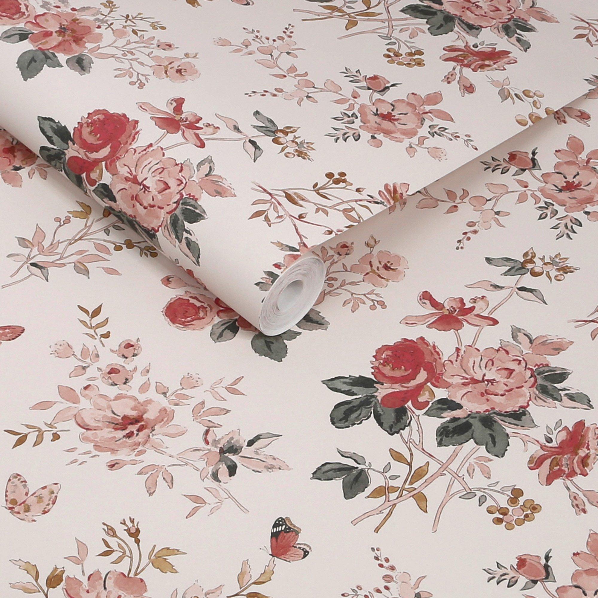 Pink - Sophie Allport - Vintage Rose Chalk Blush Wallpaper - 3
