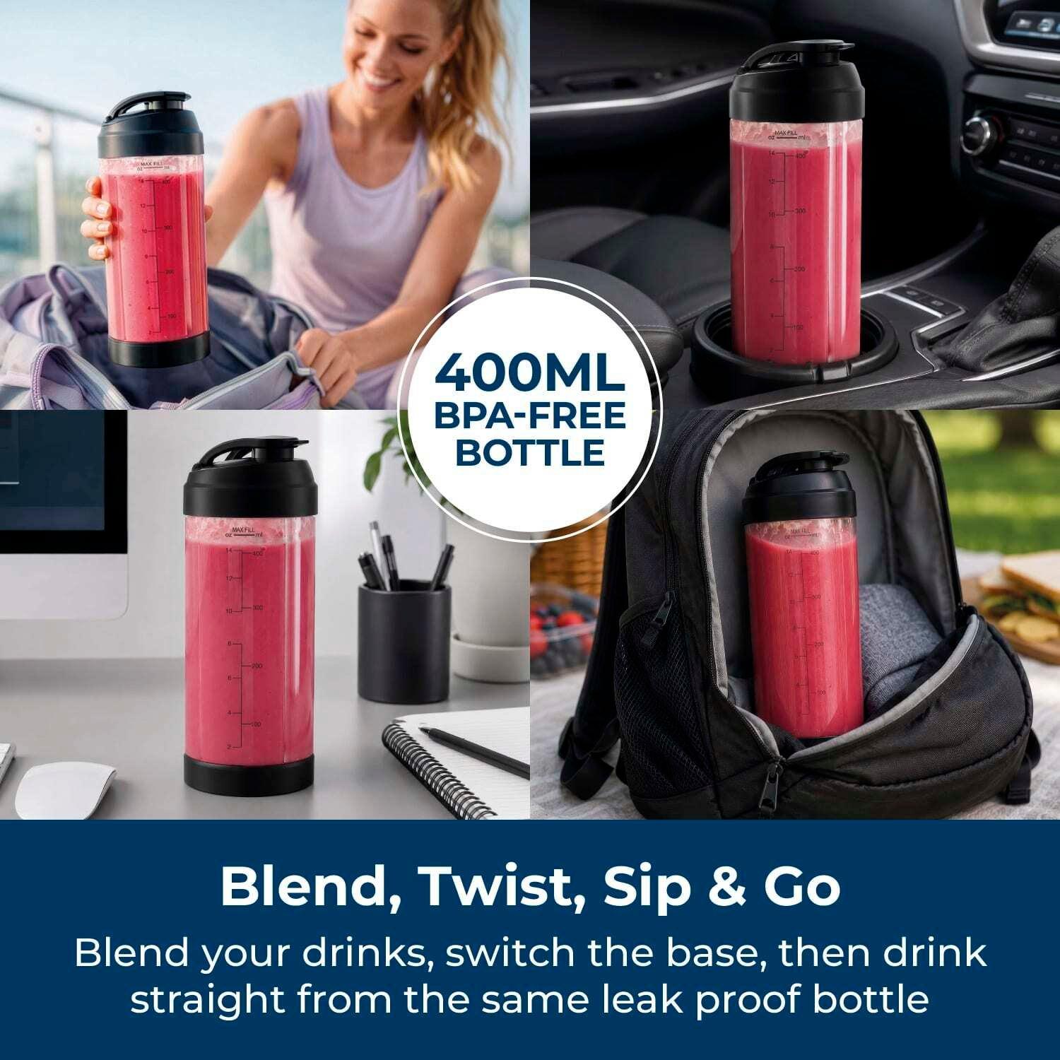 Black - Tower - Tower Portable Rechargeable Blender Cordless USB - 3