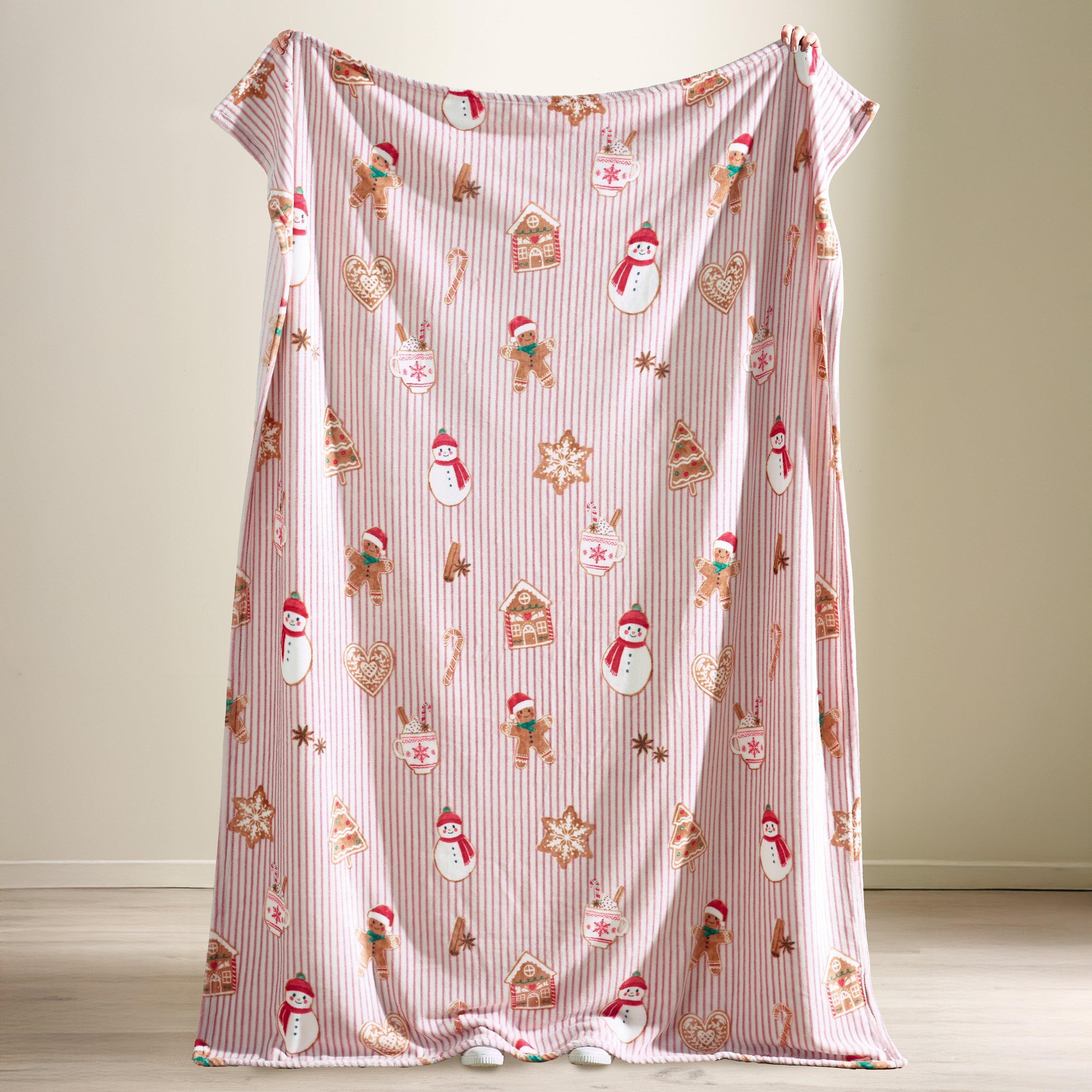 Natural - Catherine Lansfield - Christmas Gingerbread Stripe Cosy Blanket Throw - 2