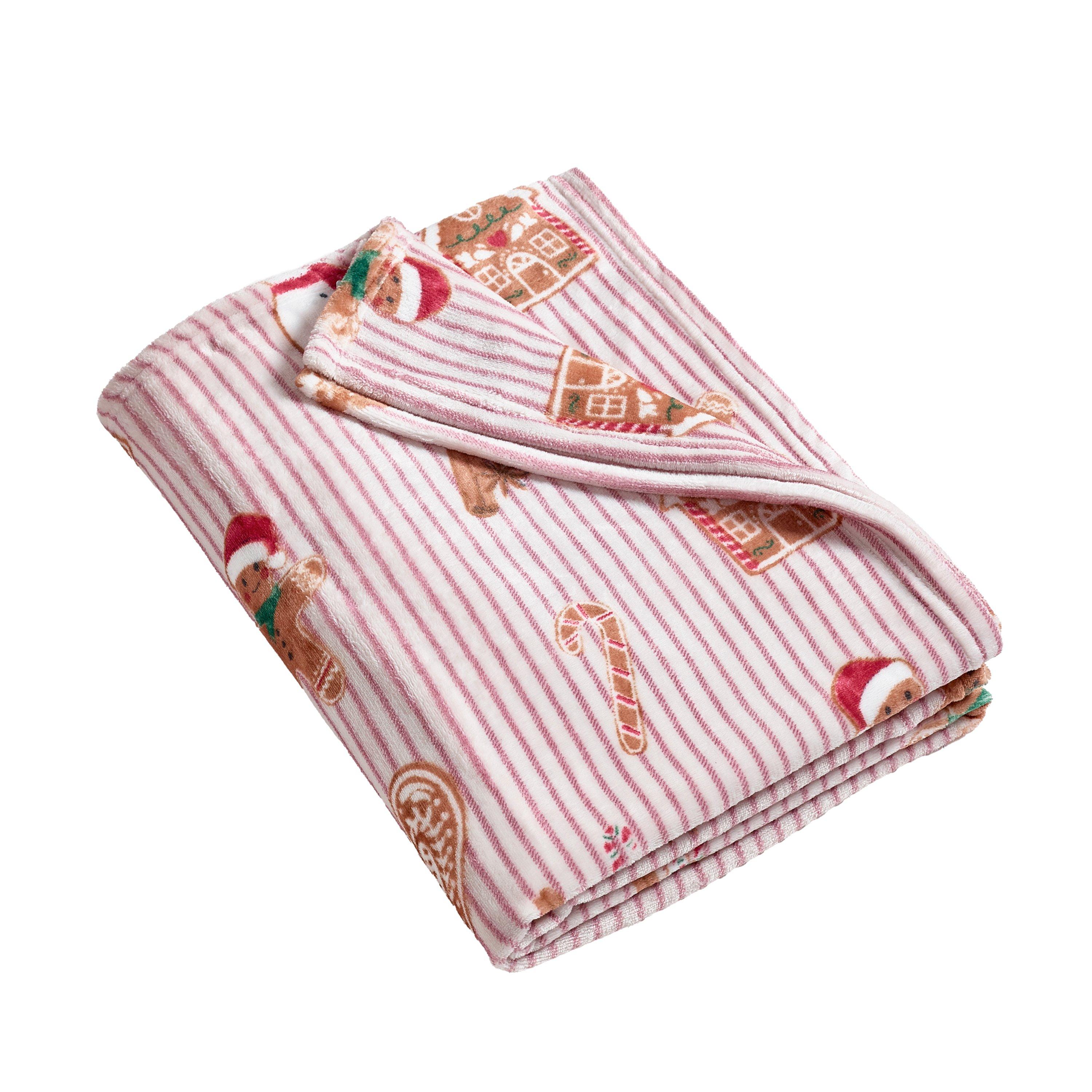 Natural - Catherine Lansfield - Christmas Gingerbread Stripe Cosy Blanket Throw - 4