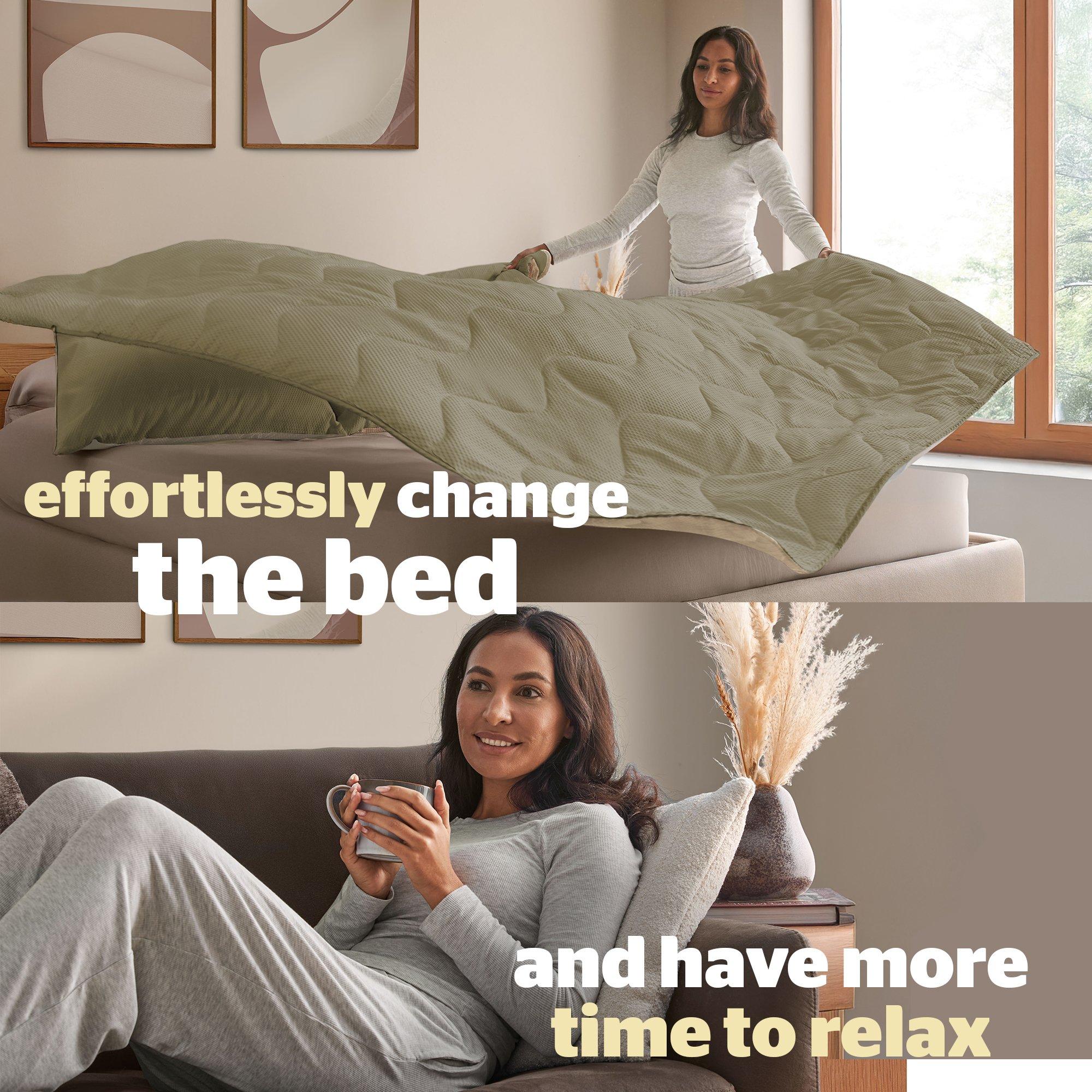 Sage - Silentnight - Summer Breeze Seersucker Coverless Duvet 2.5 Tog - 3