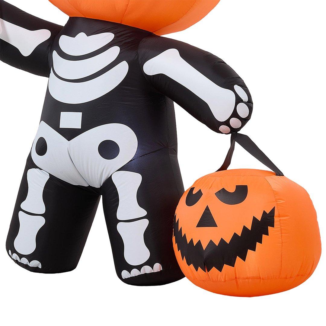 Multi - LIFE IDEAS - 8FT Halloween Inflatable Pumpkin-Headed Skeleton - 5