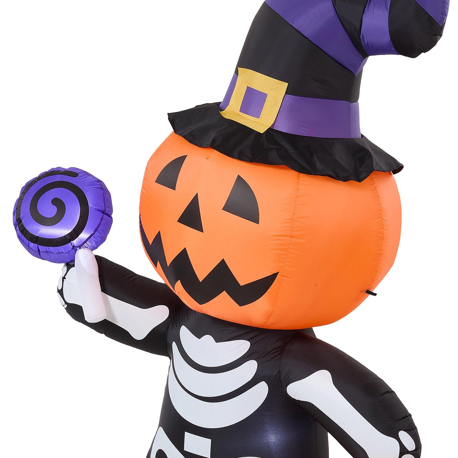 Multi - LIFE IDEAS - 8FT Halloween Inflatable Pumpkin-Headed Skeleton - 7