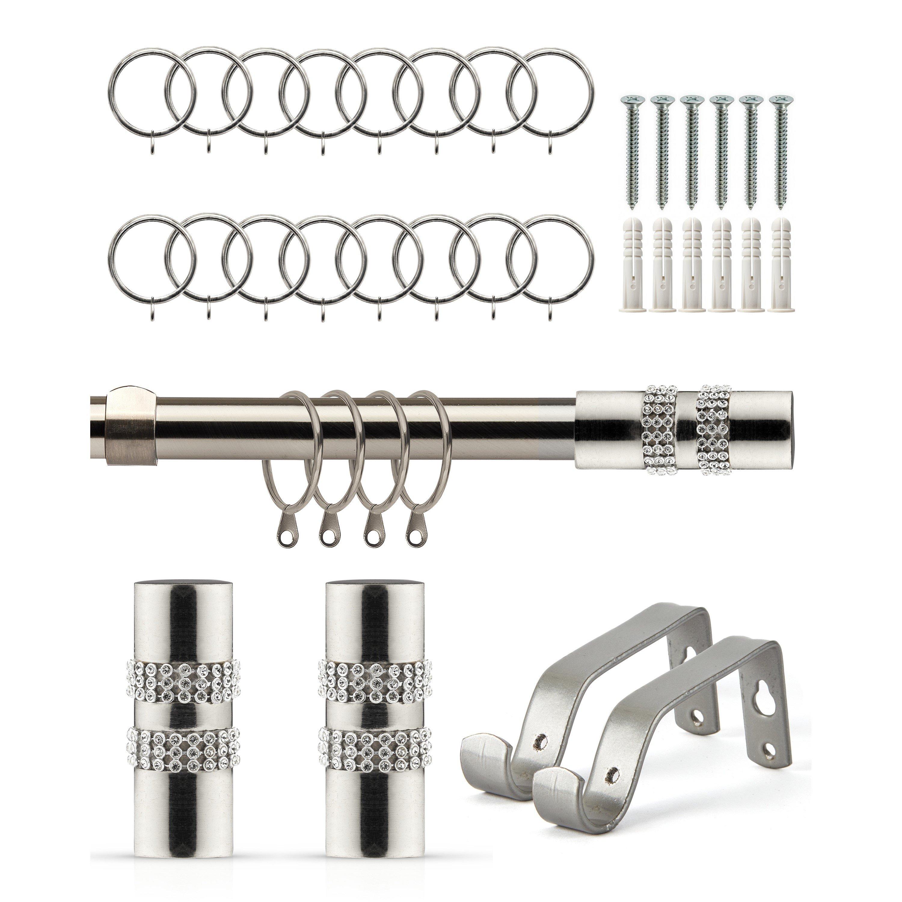 Curtain Pole with Rings Extendable Diamante