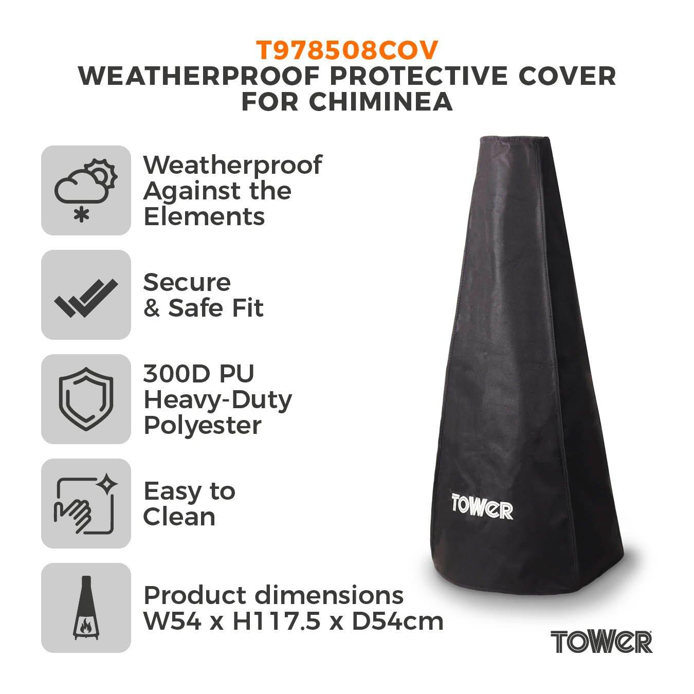 Black - Tower - Cover For Wood Burner Chiminea - 2