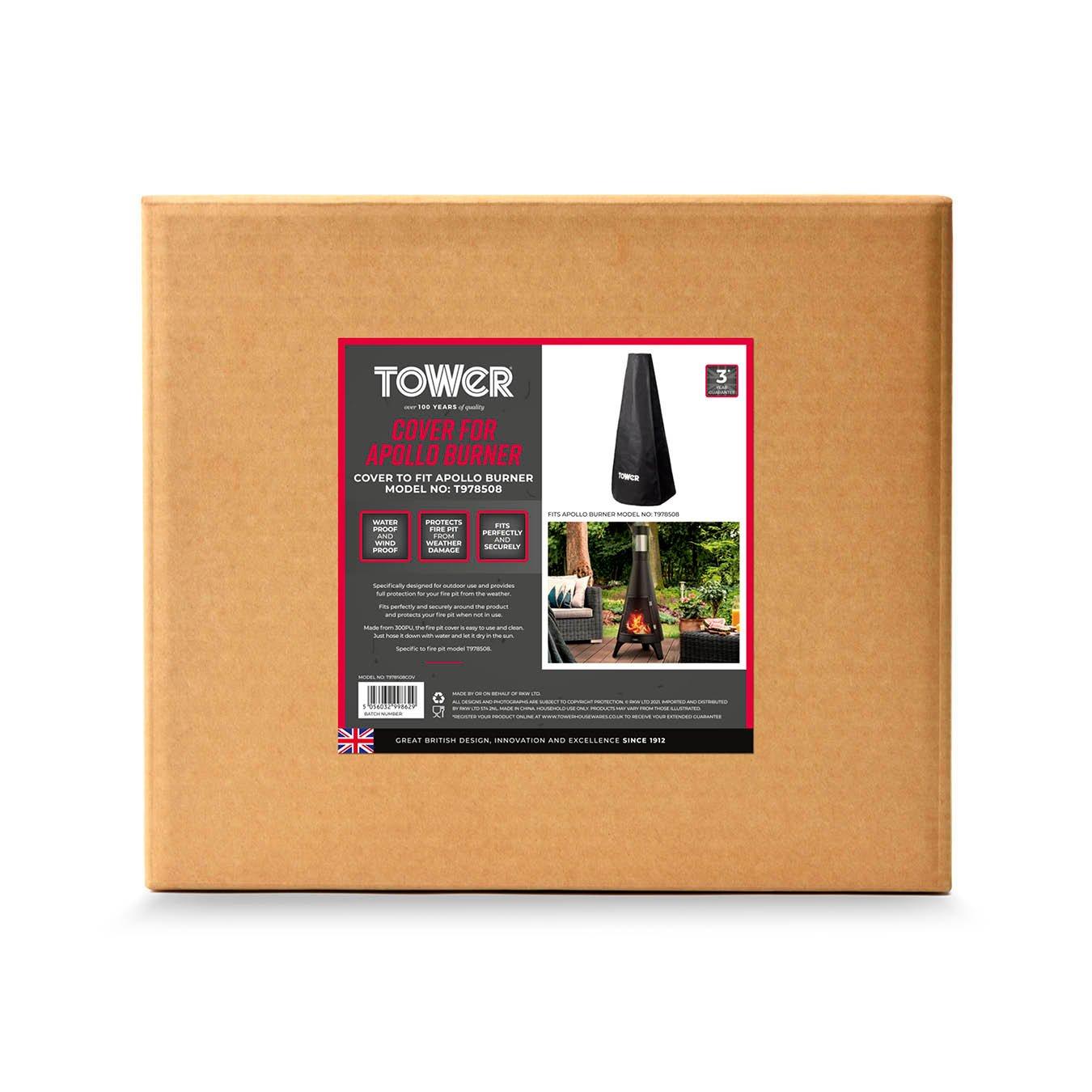 Black - Tower - Cover For Wood Burner Chiminea - 10