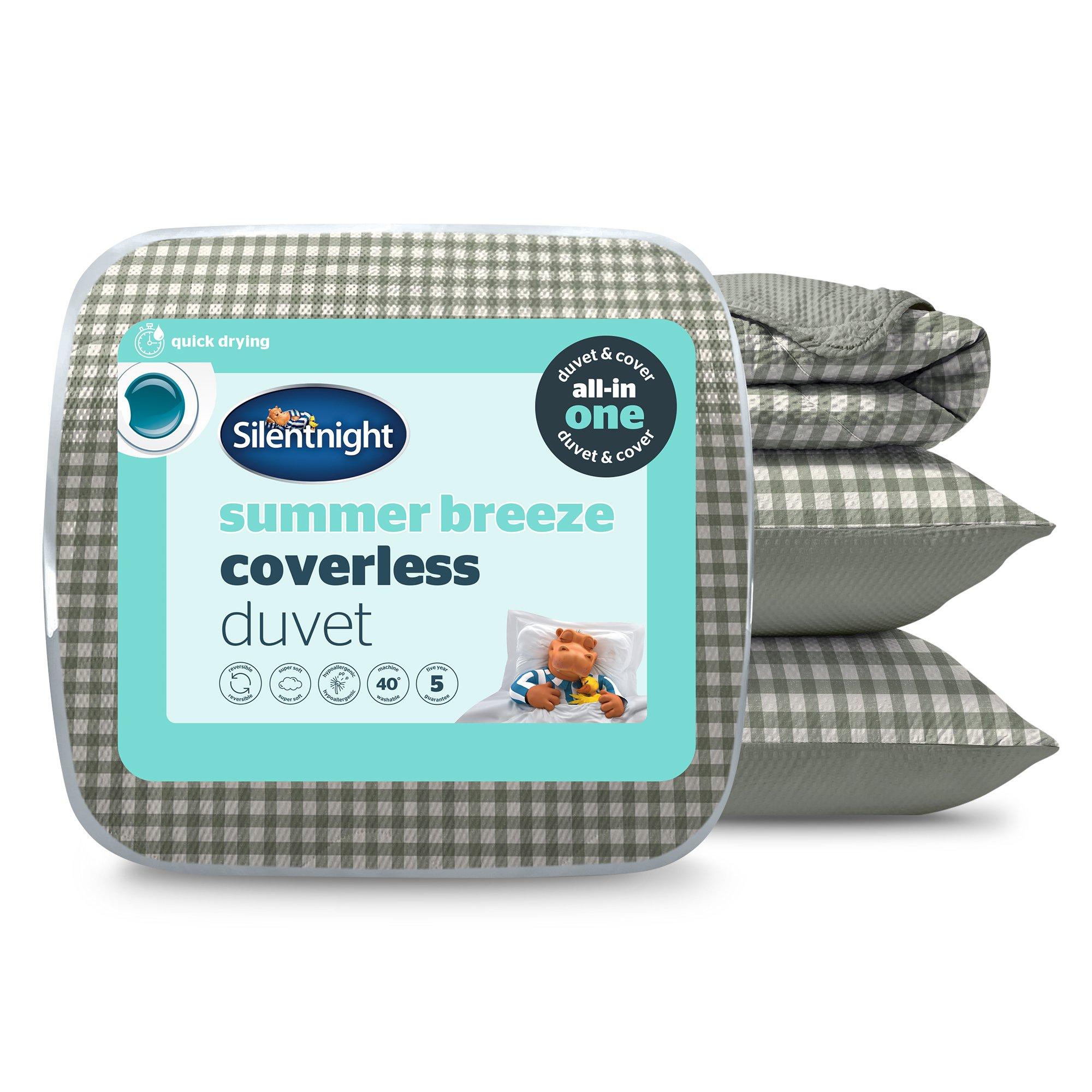 Silentnight  Summer Breeze Seersucker Coverless Duvet 2.5 Tog - Sage Gingham - Superking