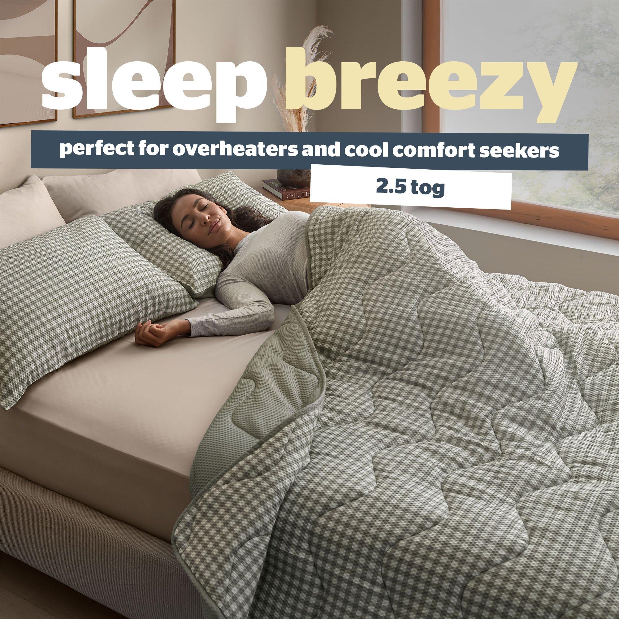 Sage Gingham - Silentnight - Summer Breeze Seersucker Coverless Duvet 2.5 Tog - 3