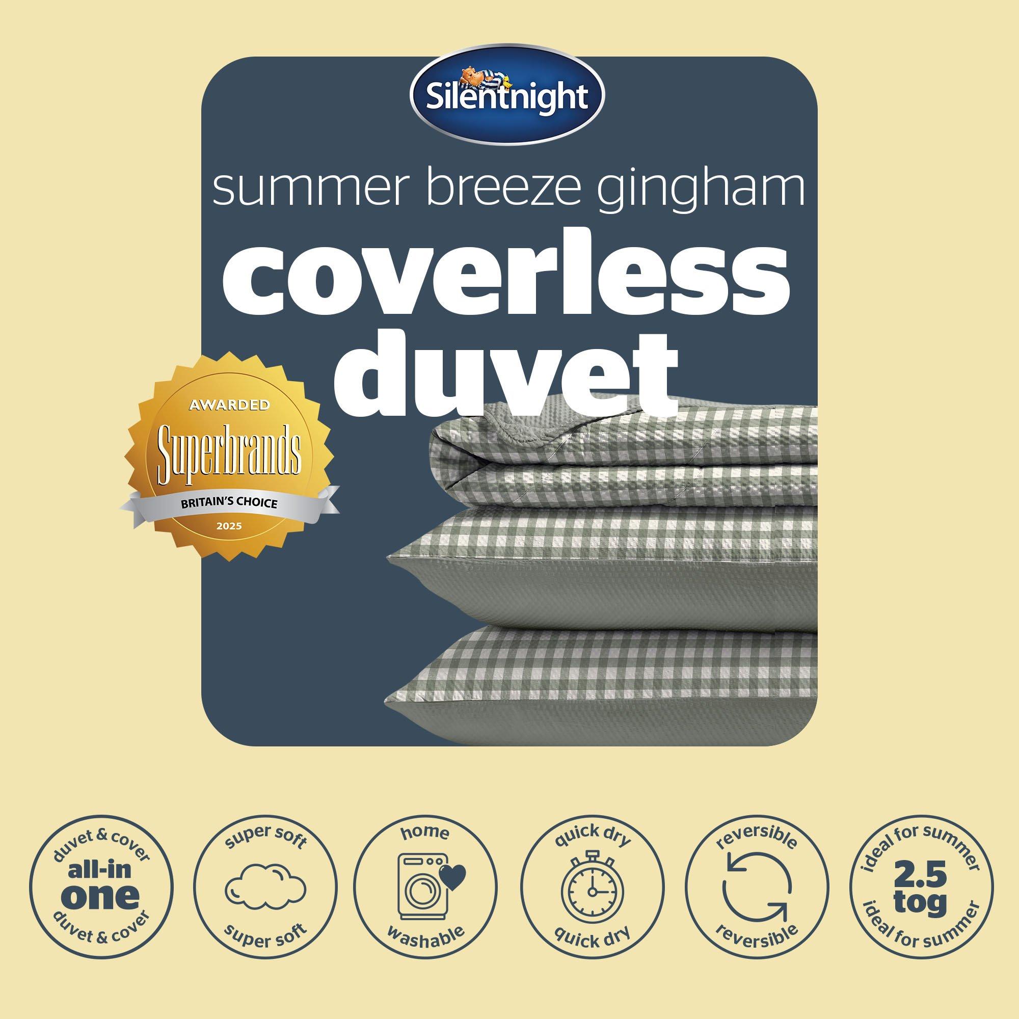 Sage Gingham - Silentnight - Summer Breeze Seersucker Coverless Duvet 2.5 Tog - 8