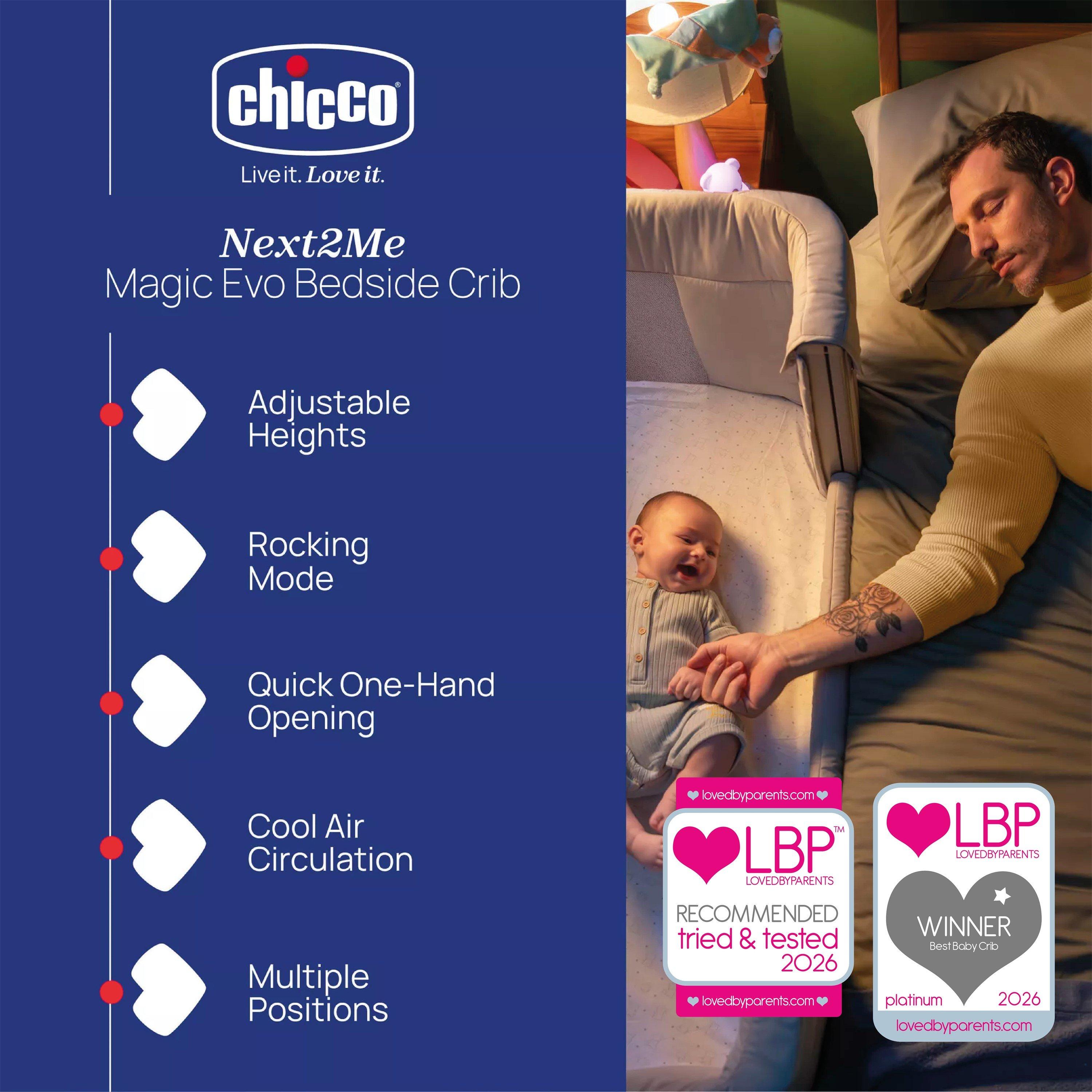 Dark Grey - Chicco - Next2Me Magic Evo Bedside Crib - 2