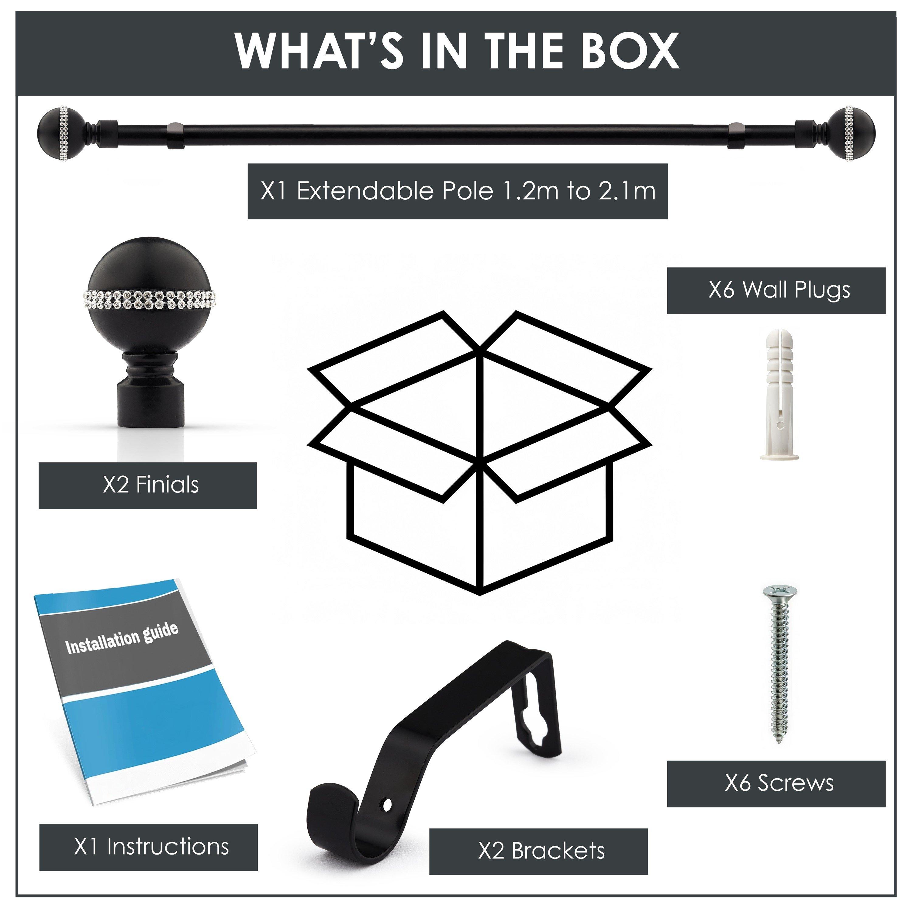 Matt Black - Emma Barclay - Curtain Pole Extendable Diamond - 2