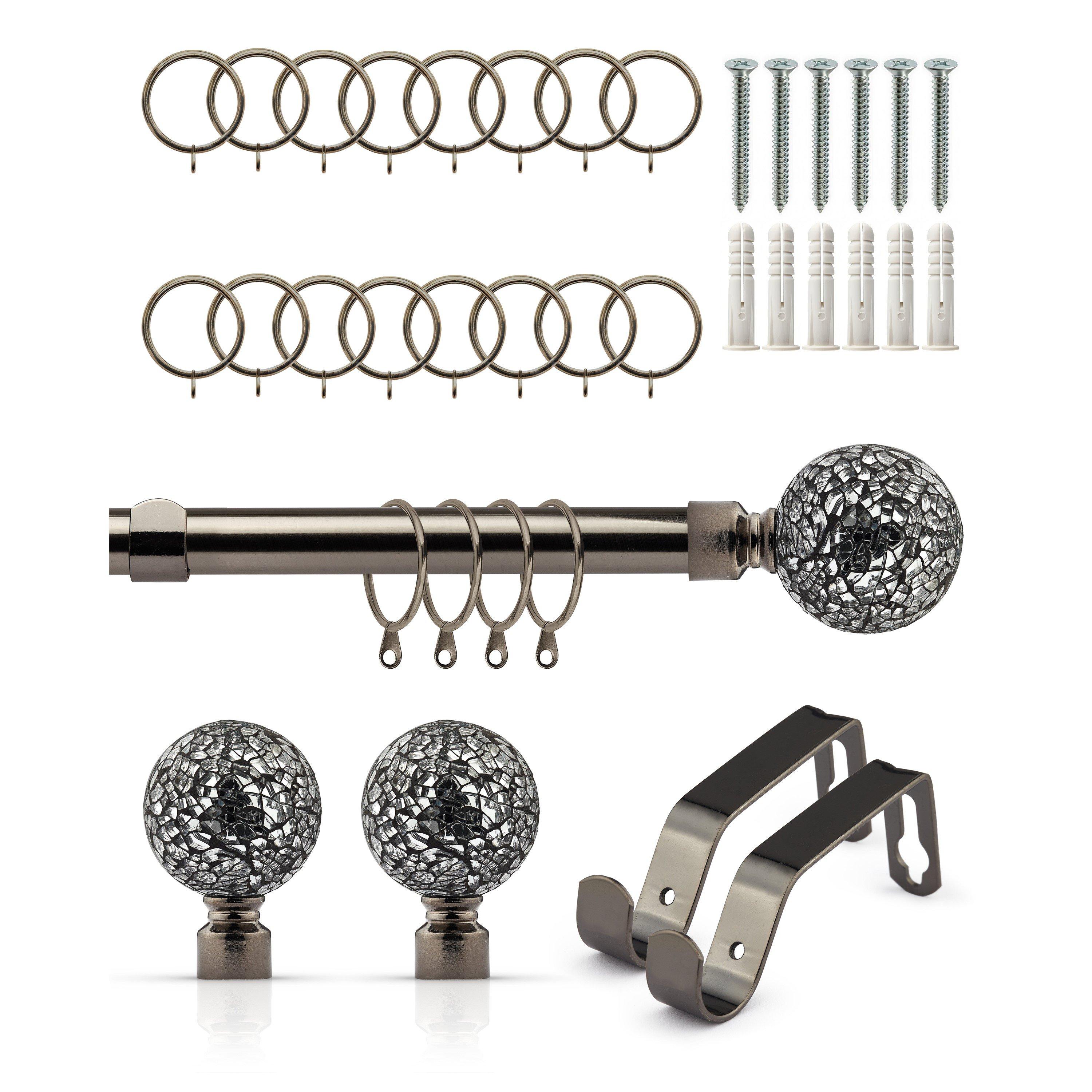 Curtain Pole with Rings Extendable Glass