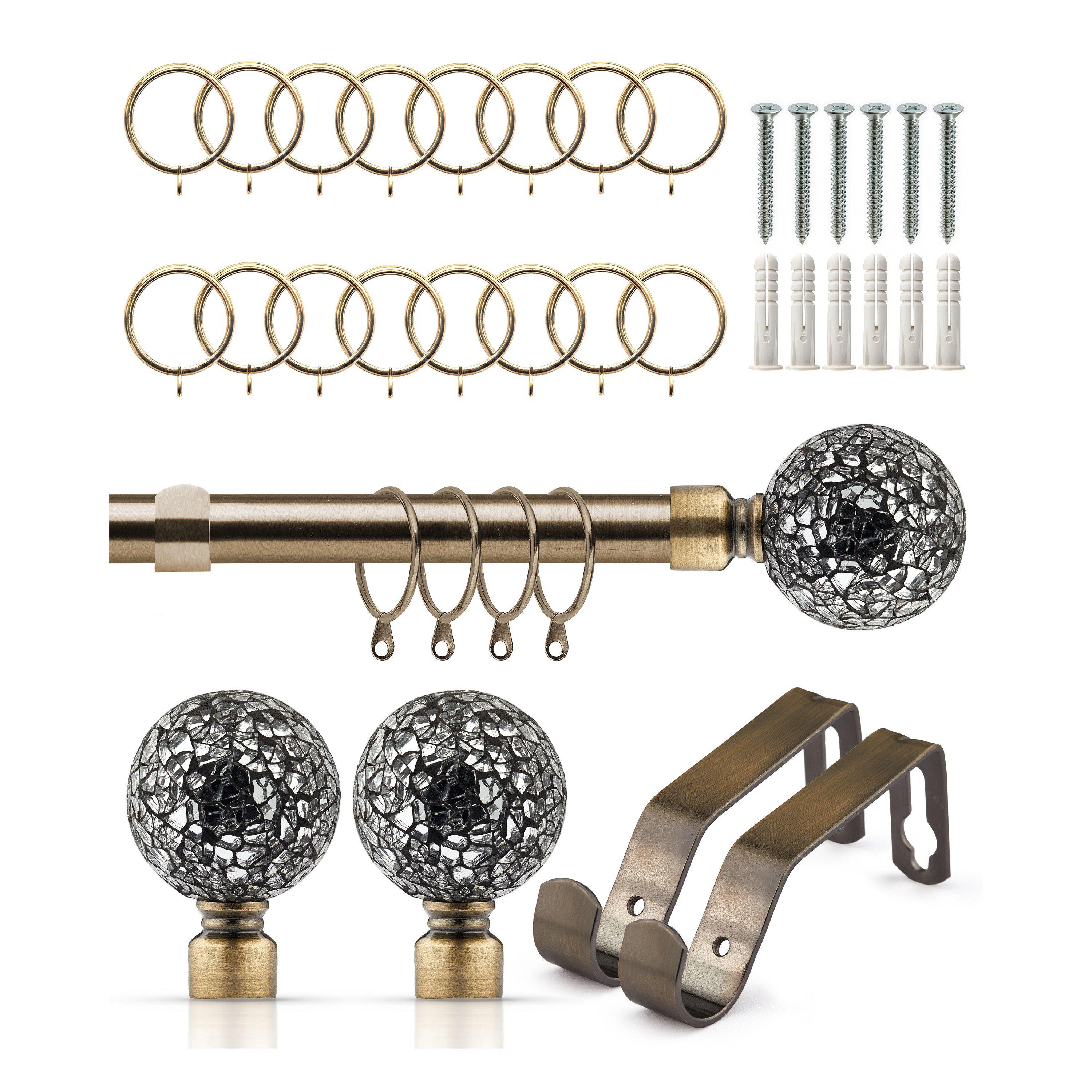 Curtain Pole with Rings Extendable Glass