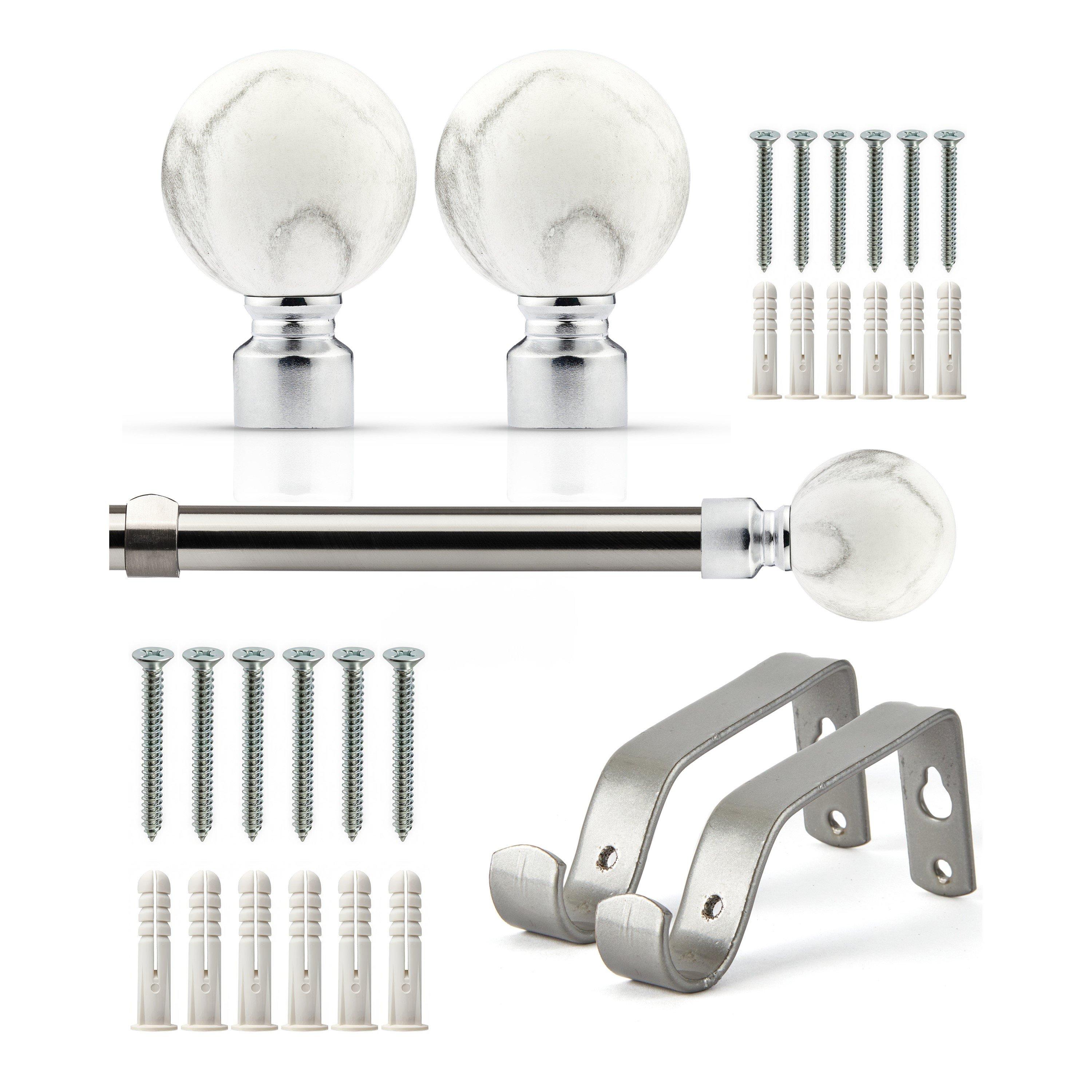 Brushed Silver - Emma Barclay - Curtain Pole Extendable Marble - 1