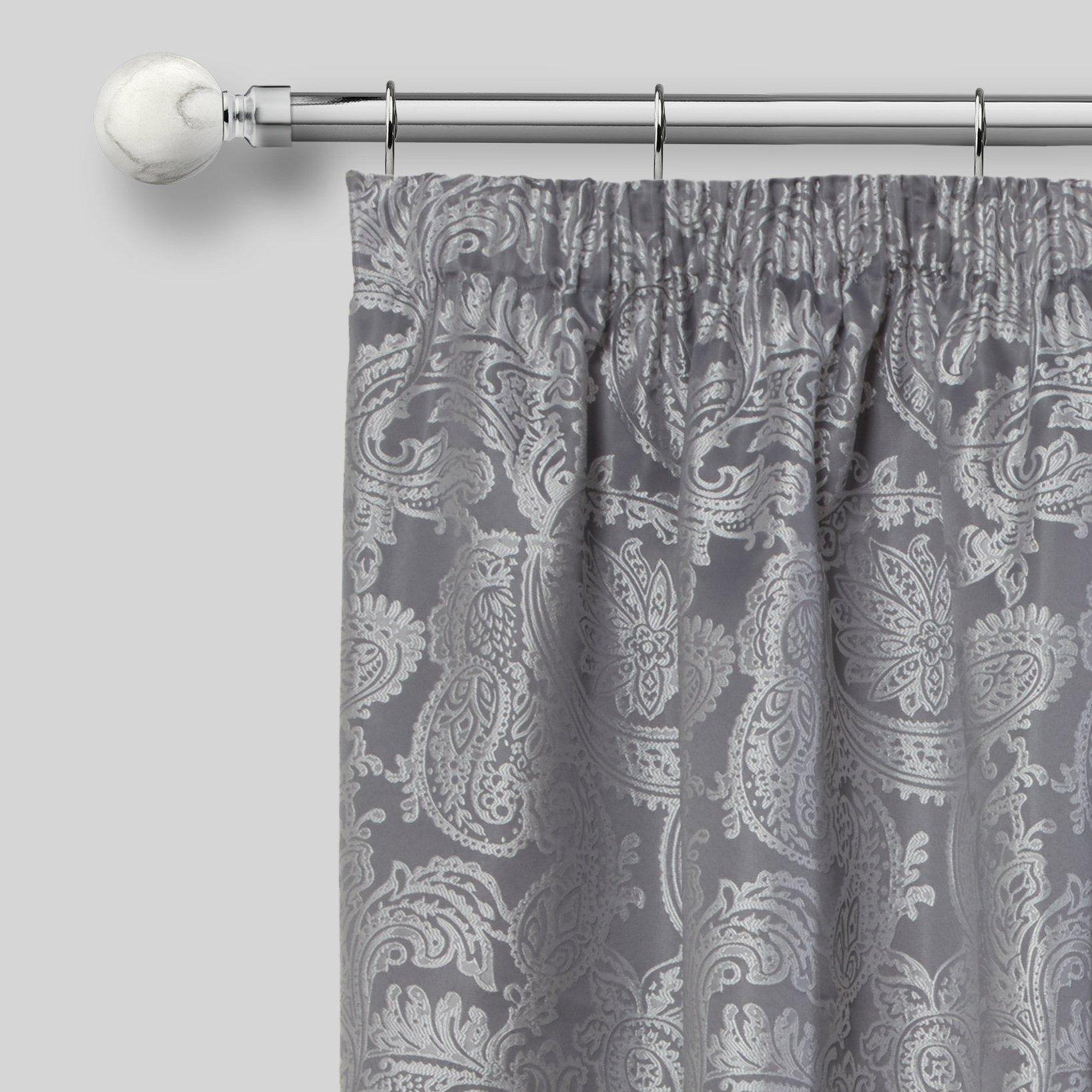 Brushed Silver - Emma Barclay - Curtain Pole with Rings Extendable Marble - 4