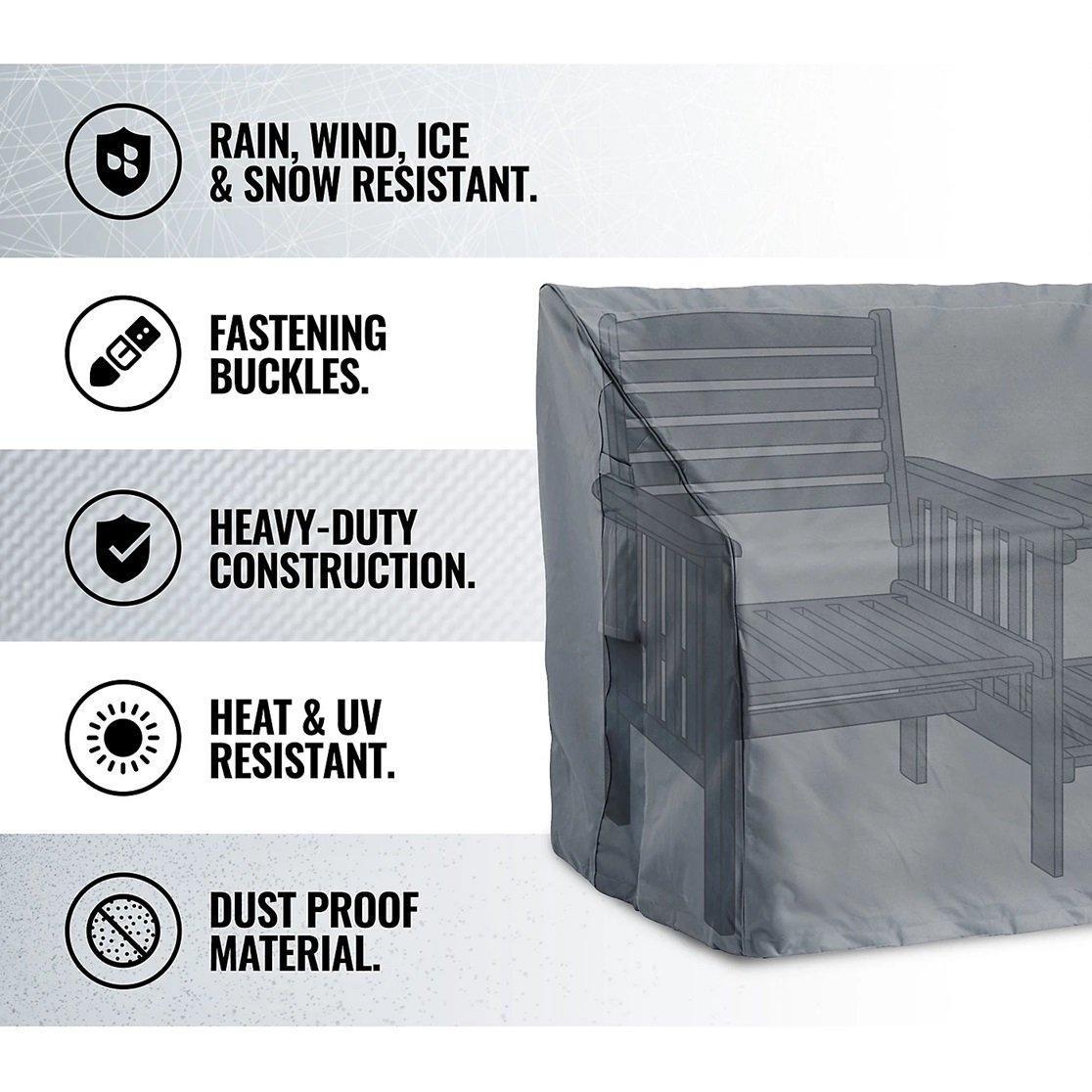 Grey - VonHaus - Garden Bench Cover (H) 96cm x (W) 91cm x (L) 173cm - 2