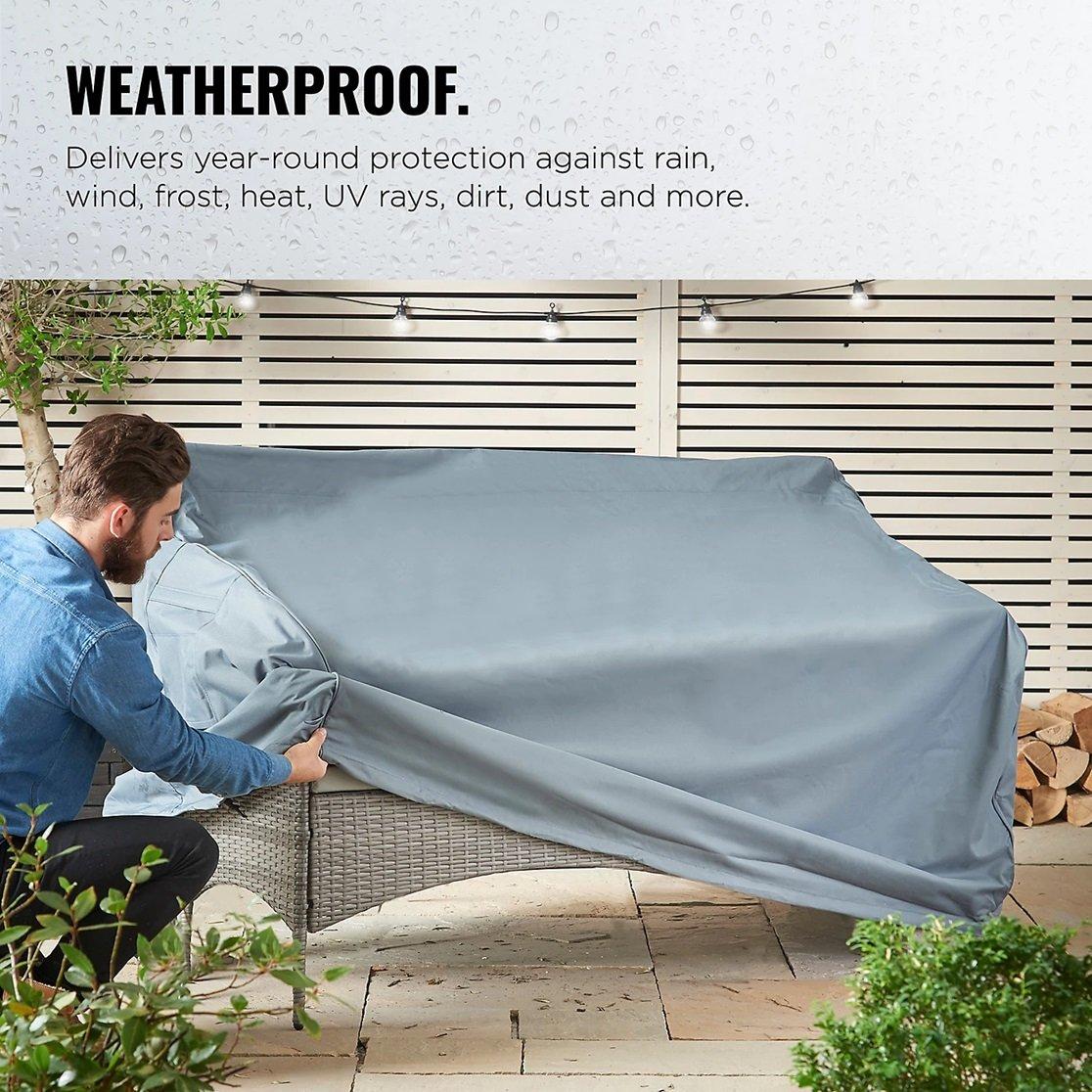 Grey - VonHaus - Garden Bench Cover (H) 96cm x (W) 91cm x (L) 173cm - 3
