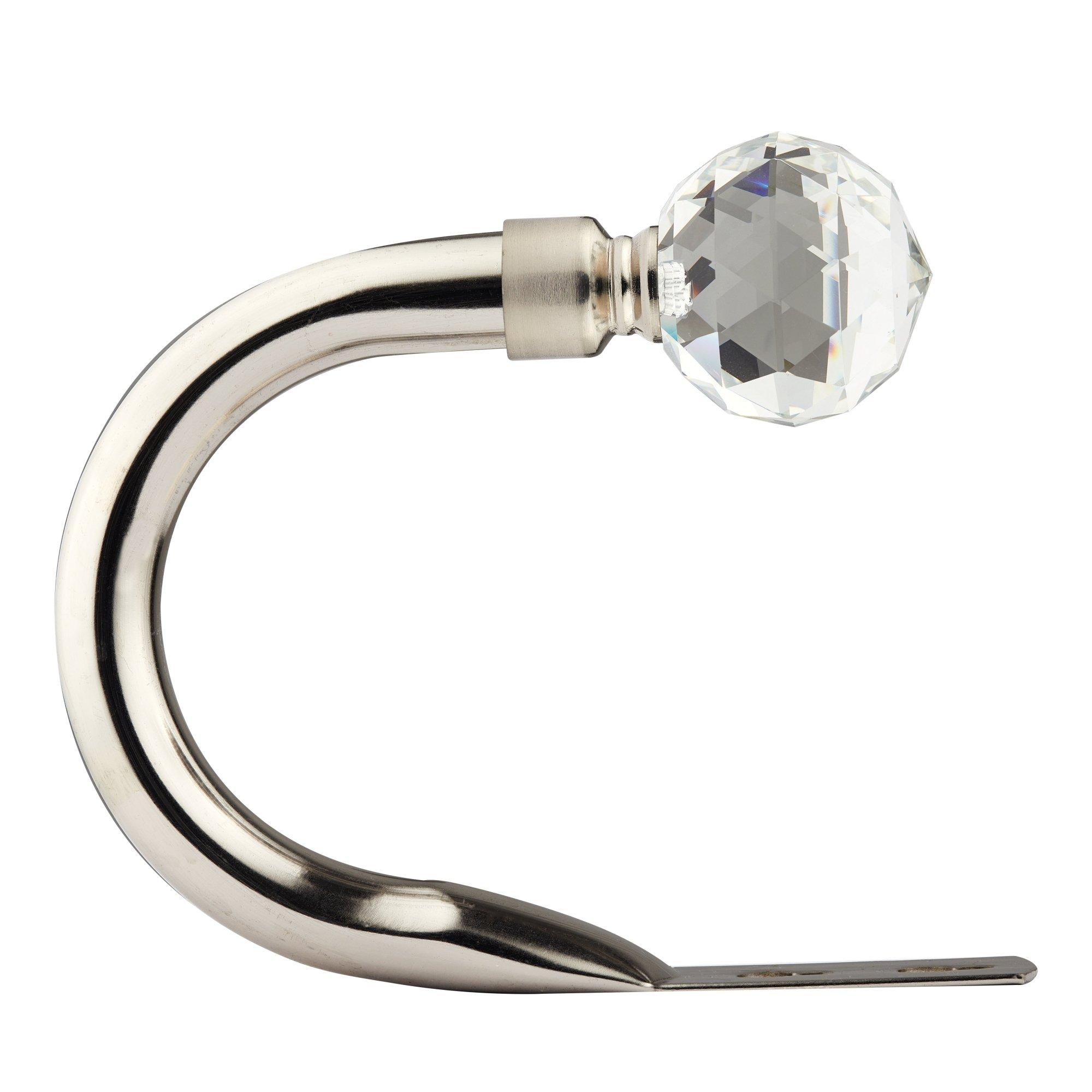 Brushed Silver - Emma Barclay - Metal Holdback Pair Tiebacks Crystal - 2