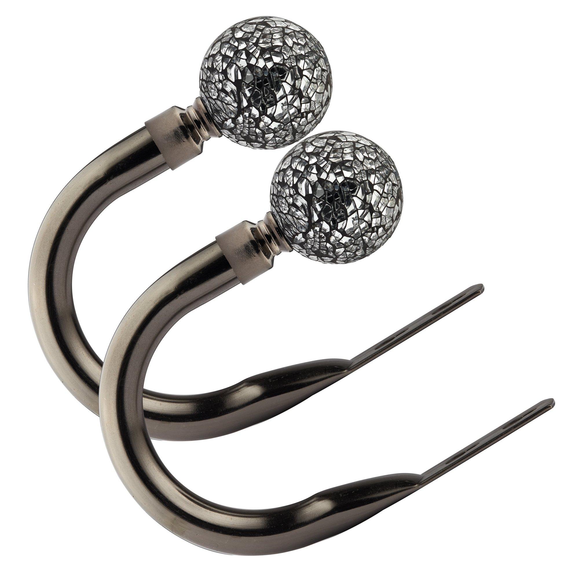 Metal Holdback Pair Tiebacks Cut Glass