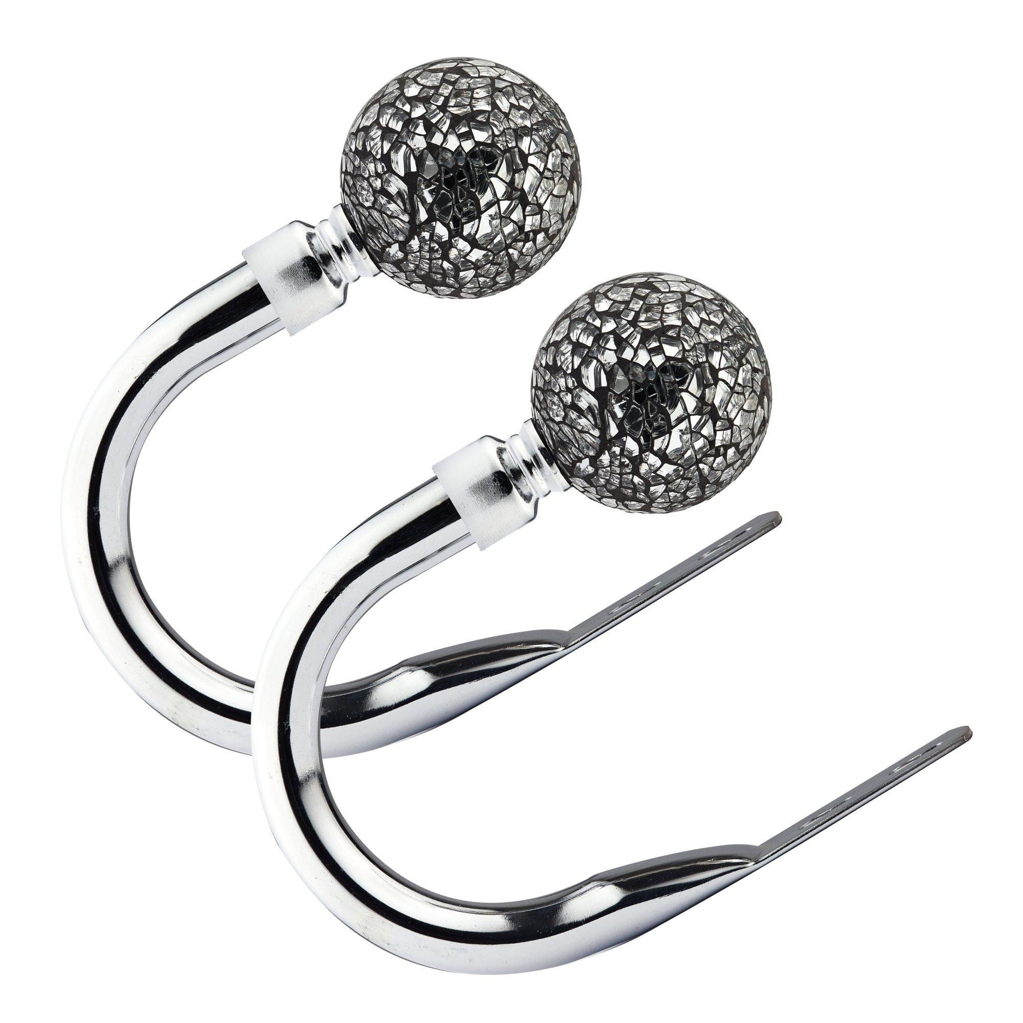 Metal Holdback Pair Tiebacks Cut Glass