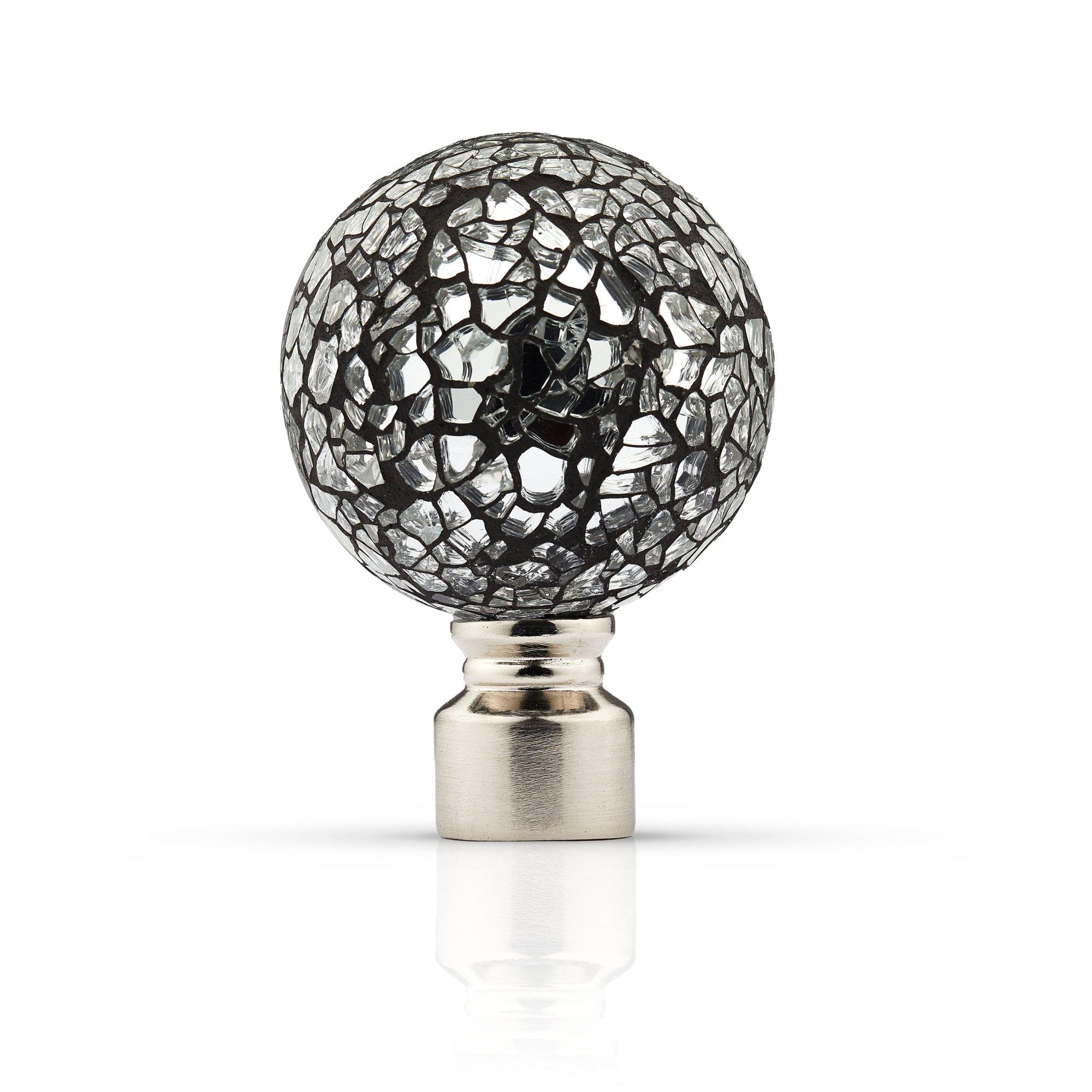 Brushed Silver - Emma Barclay - Metal Holdback Pair Tiebacks Cut Glass - 3