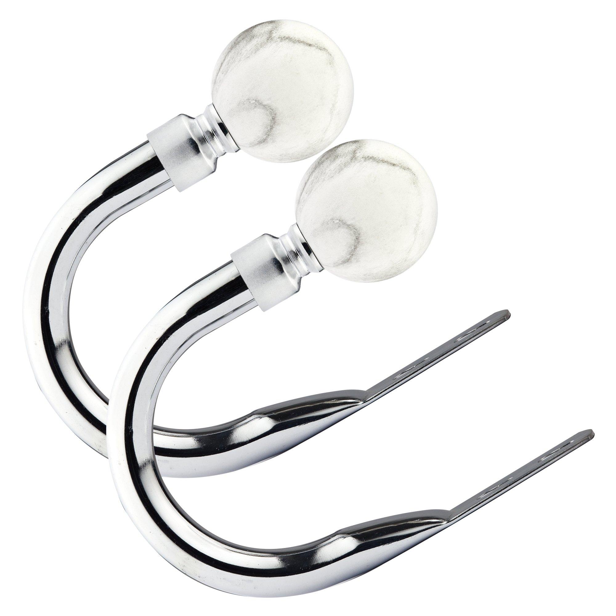Brushed Silver - Emma Barclay - Metal Holdback Pair Tiebacks Marble - 1