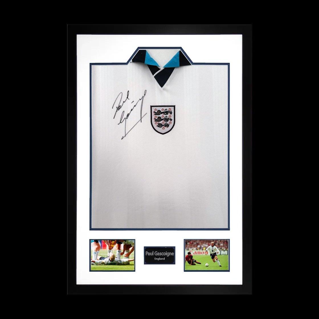 White - The Fan Cave - Paul Gascogine Signed England 96 Shirt Premium Fr