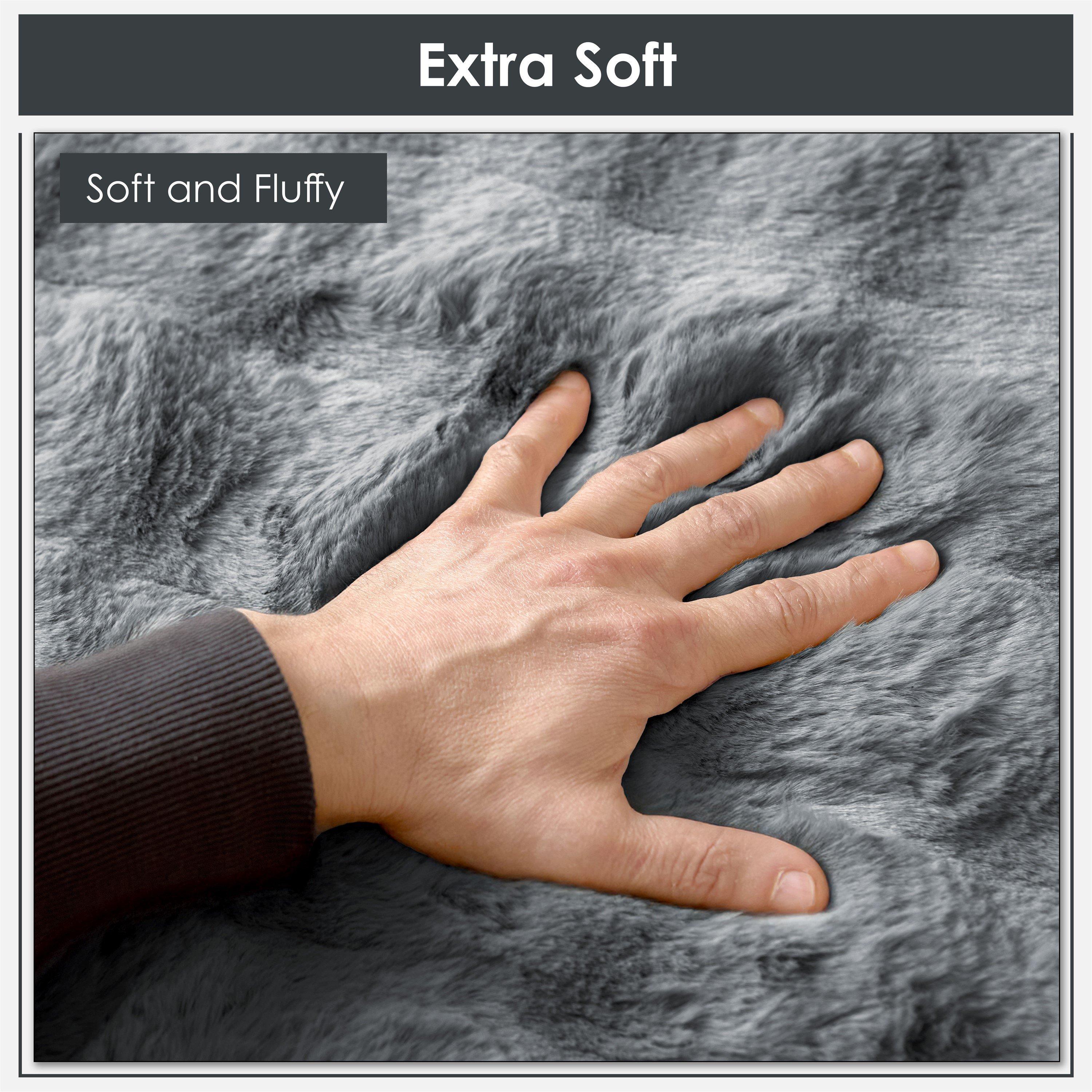 Charcoal - Emma Barclay - Fur Area Rug Plush Faux Rabbit Fur Delux - 2