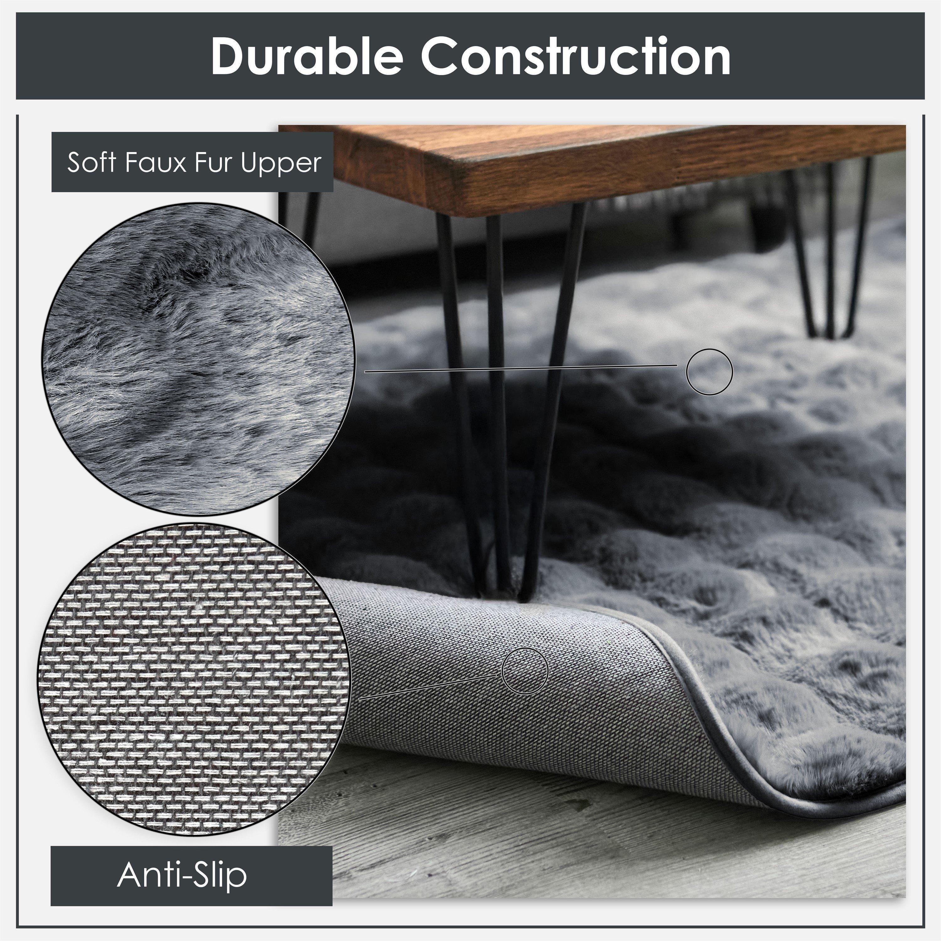 Charcoal - Emma Barclay - Fur Area Rug Plush Faux Rabbit Fur Delux - 4