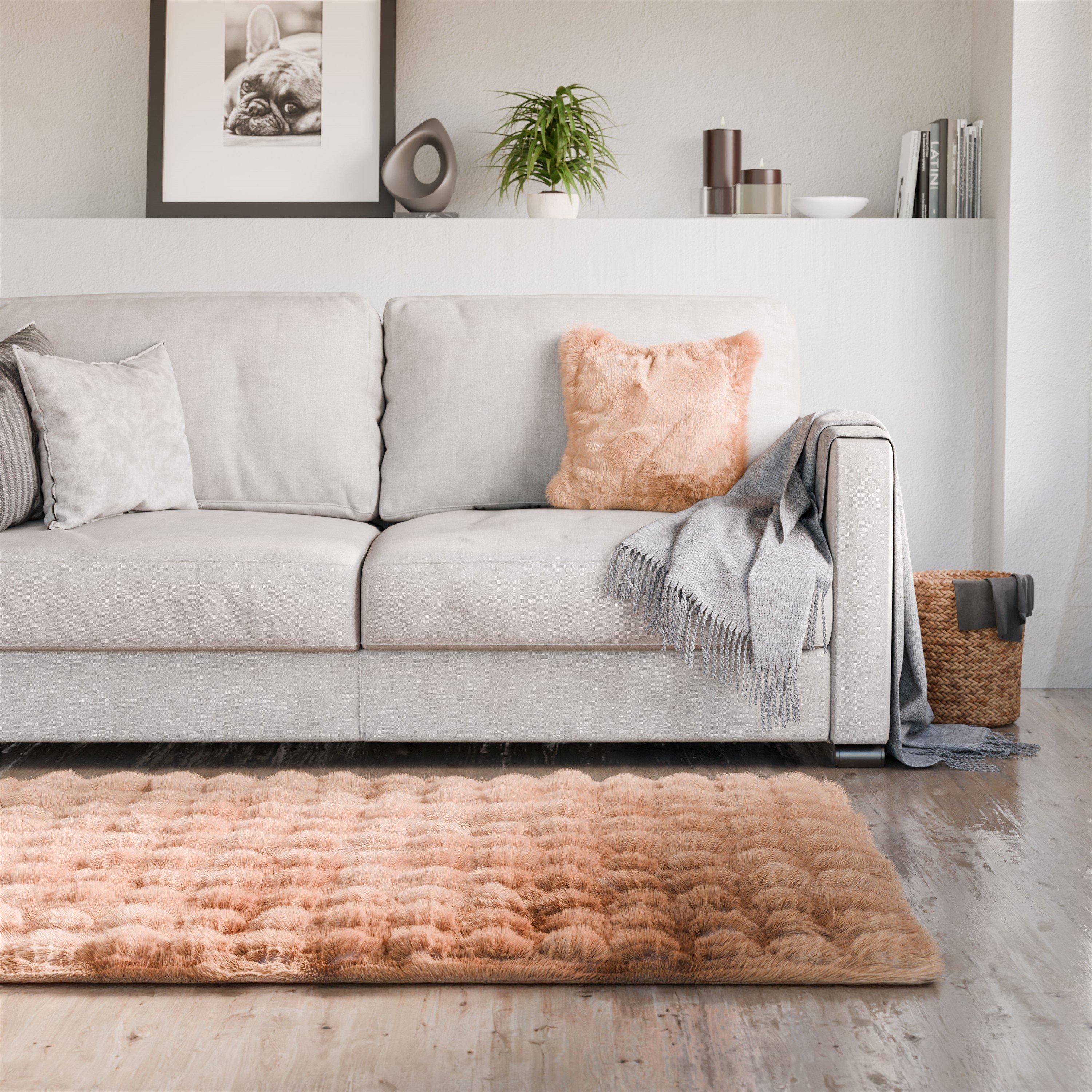 Fur Area Rug Plush Faux Rabbit Fur Delux