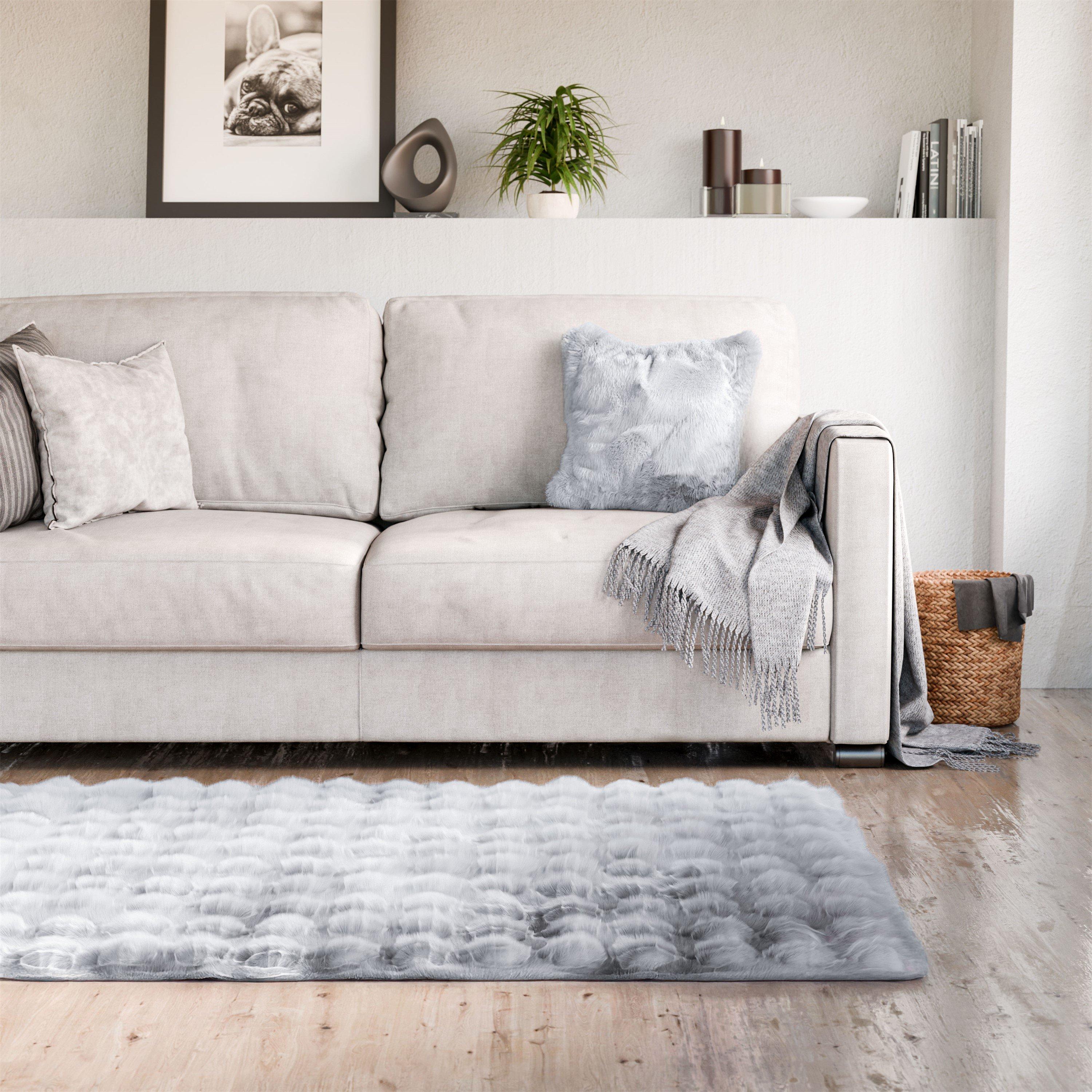 Fur Area Rug Plush Faux Rabbit Fur Delux