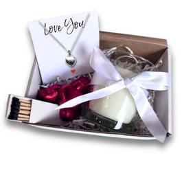 Aye Do LoveYou Gift Hamper-Heart Necklace Chocs & Candle