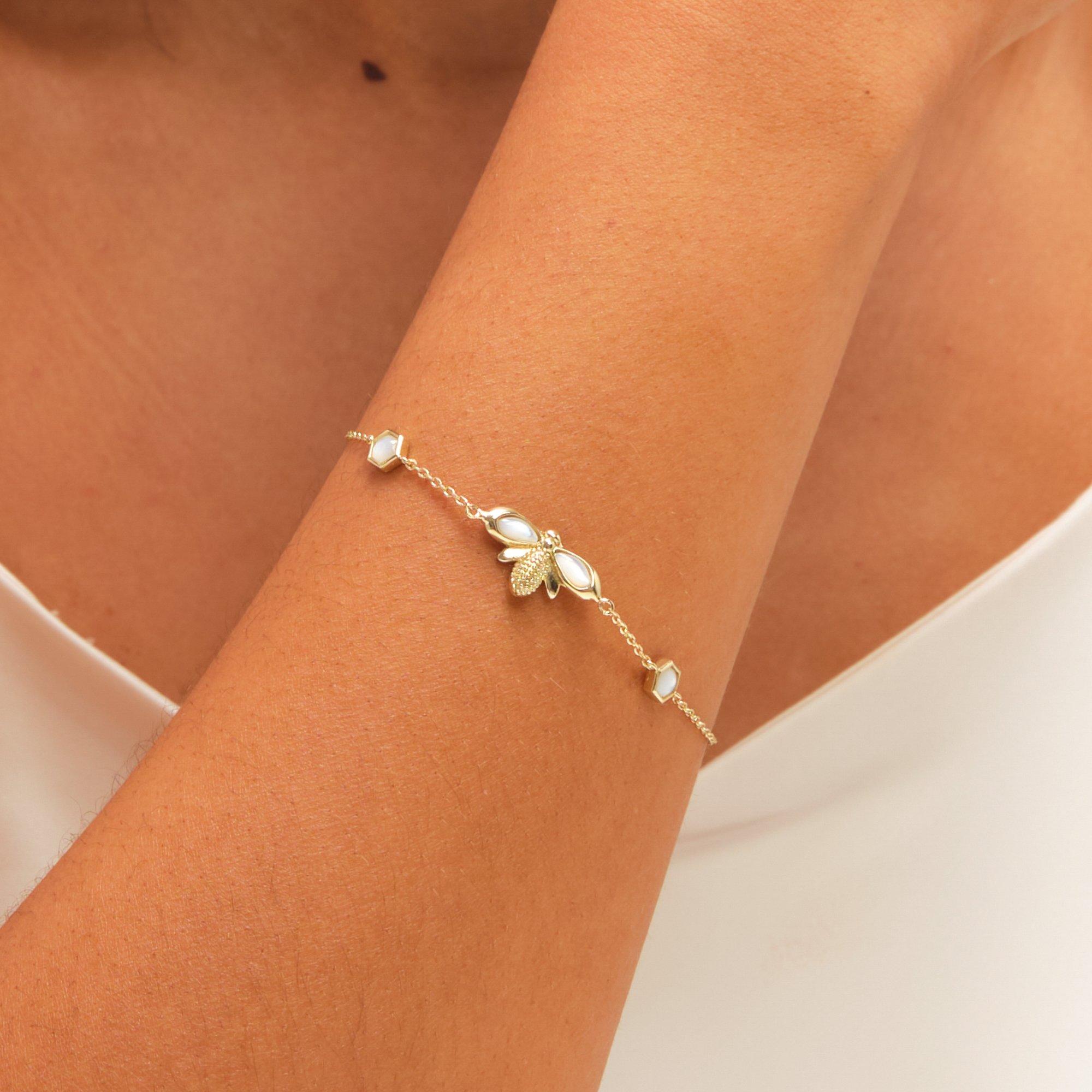 Gold - Jon Richard - Gold Plated and Mother of Pearl Bumblebee Bracelet - 2