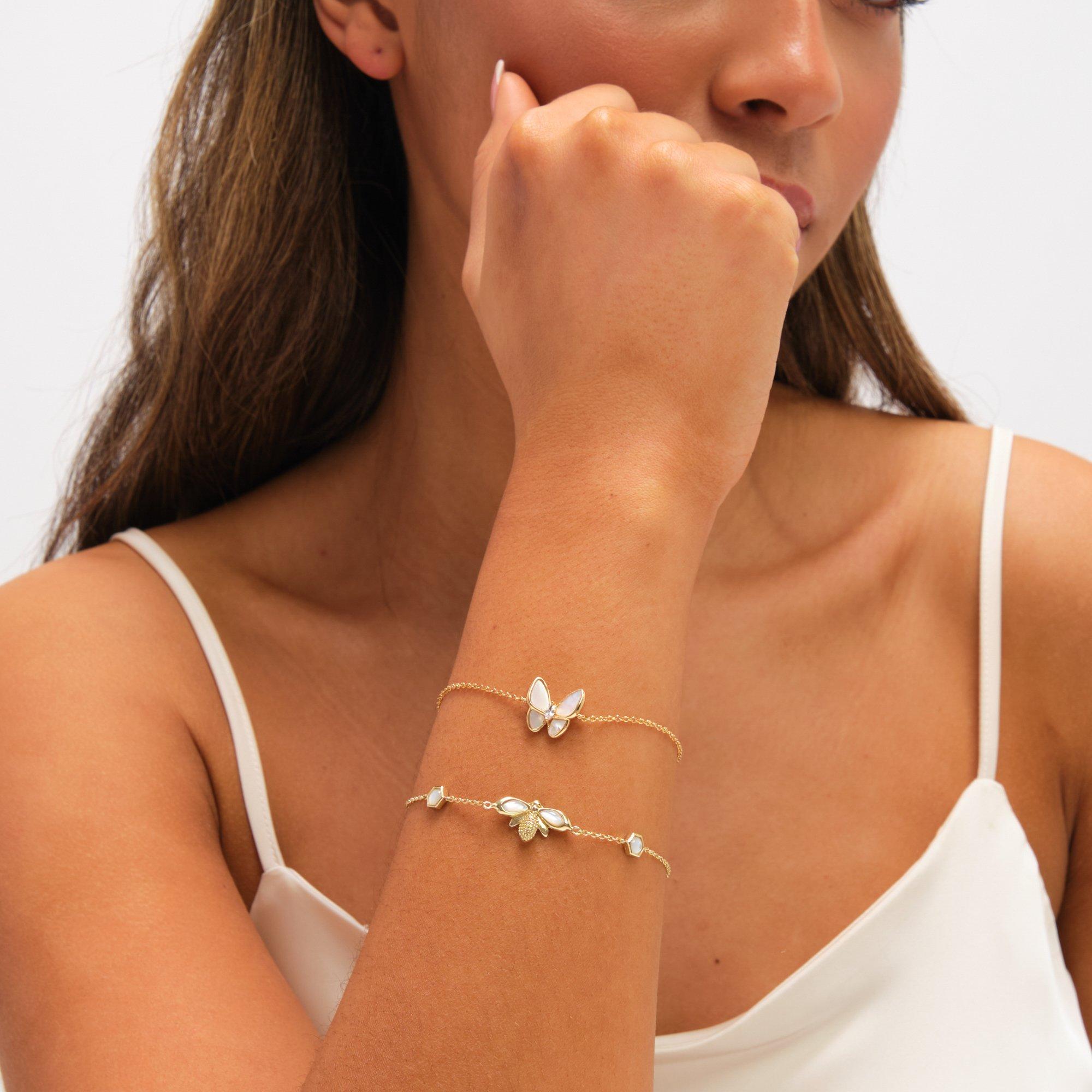 Gold - Jon Richard - Gold Plated and Mother of Pearl Bumblebee Bracelet - 3