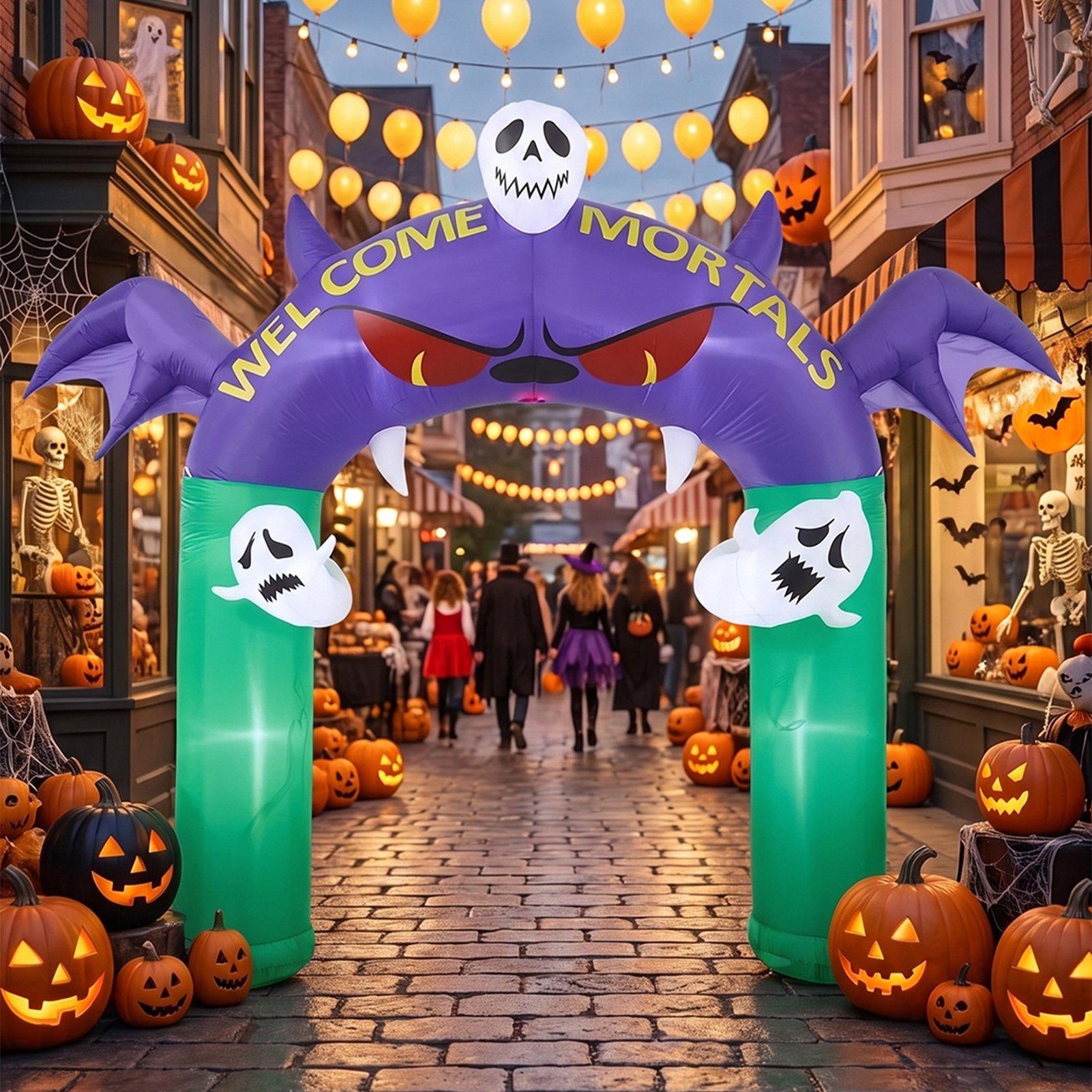 Green/Purple - LIFE IDEAS - 8.2FT Halloween Inflatable Devil Archway - 1