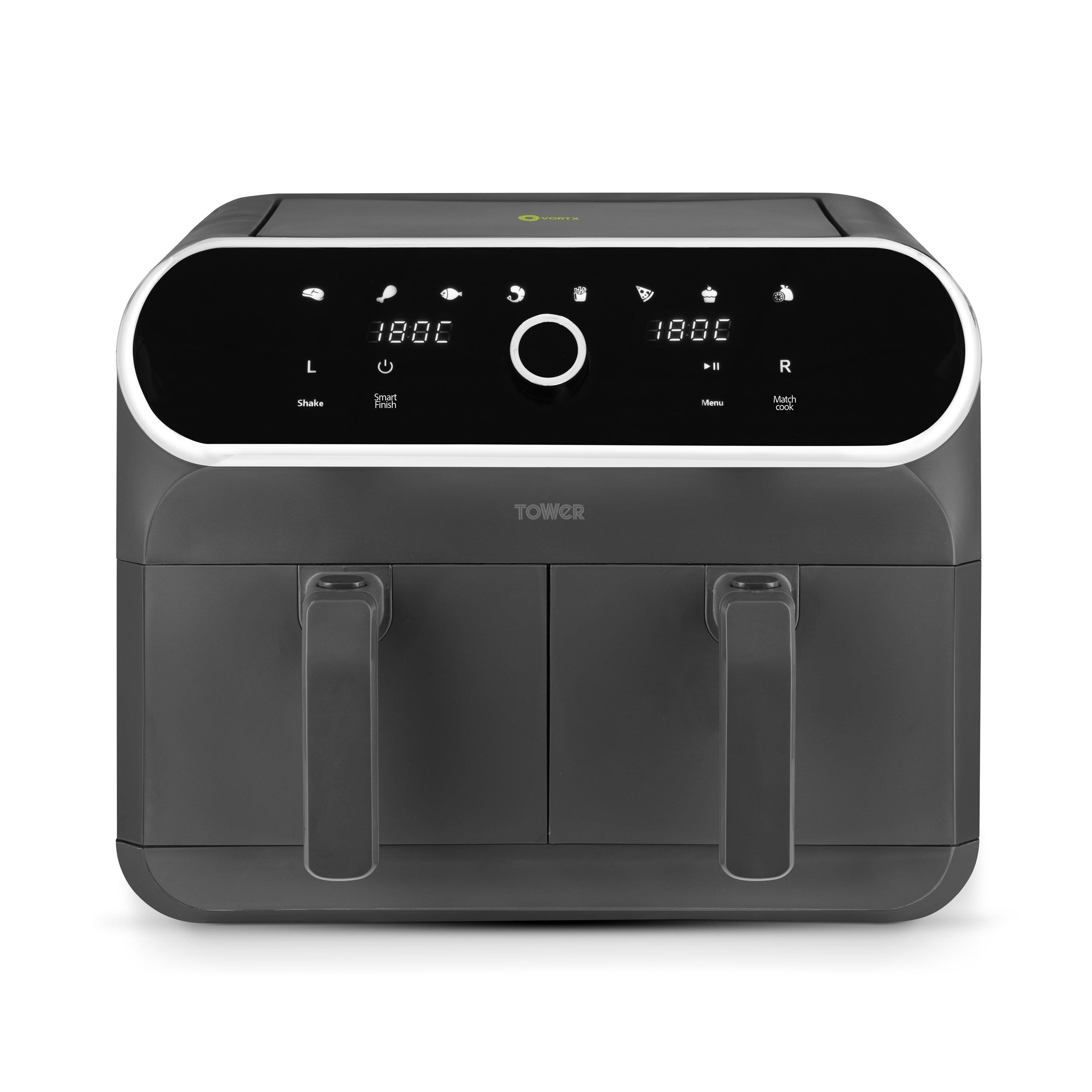Graphite - Tower - Tower Elite 8L Dual Basket Air Fryer Graphite Grey - 1