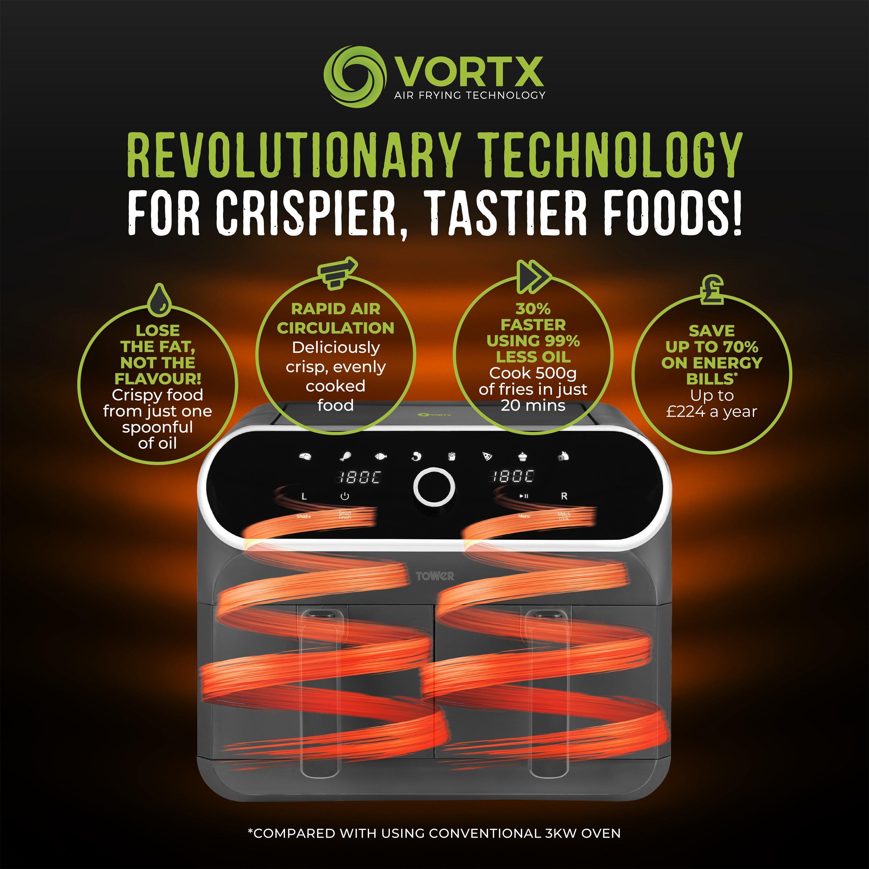 Graphite - Tower - Tower Elite 8L Dual Basket Air Fryer Graphite Grey - 6