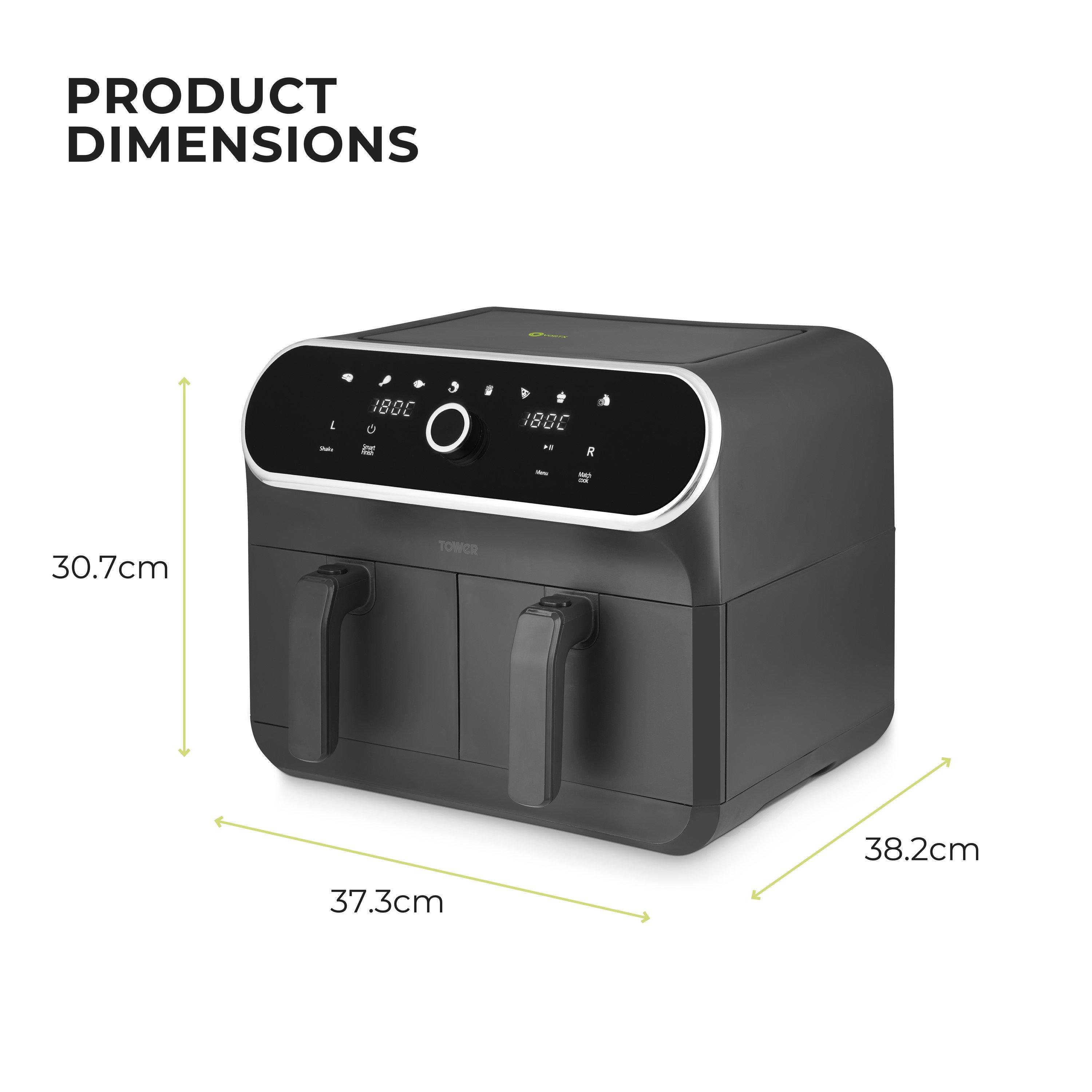 Graphite - Tower - Tower Elite 8L Dual Basket Air Fryer Graphite Grey - 7
