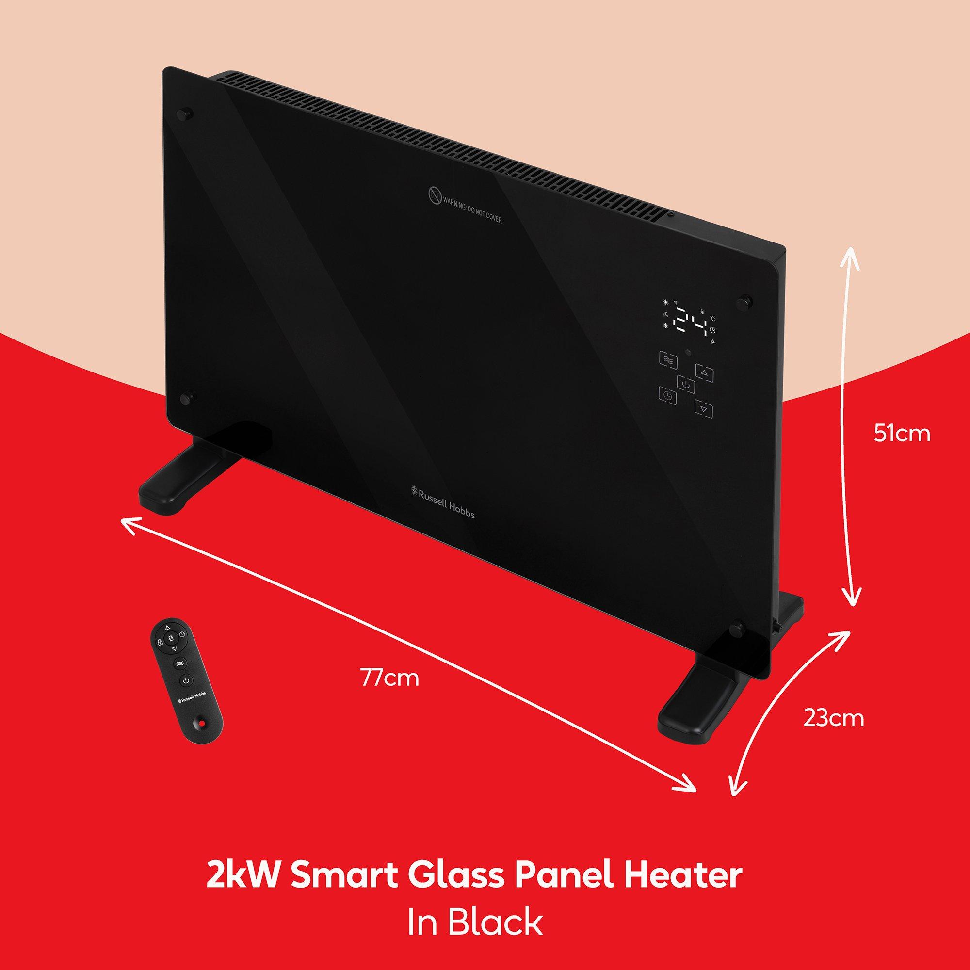 Black - Russell Hobbs - RHPANH2006B Smart Glass Panel Indoor Heater - 2