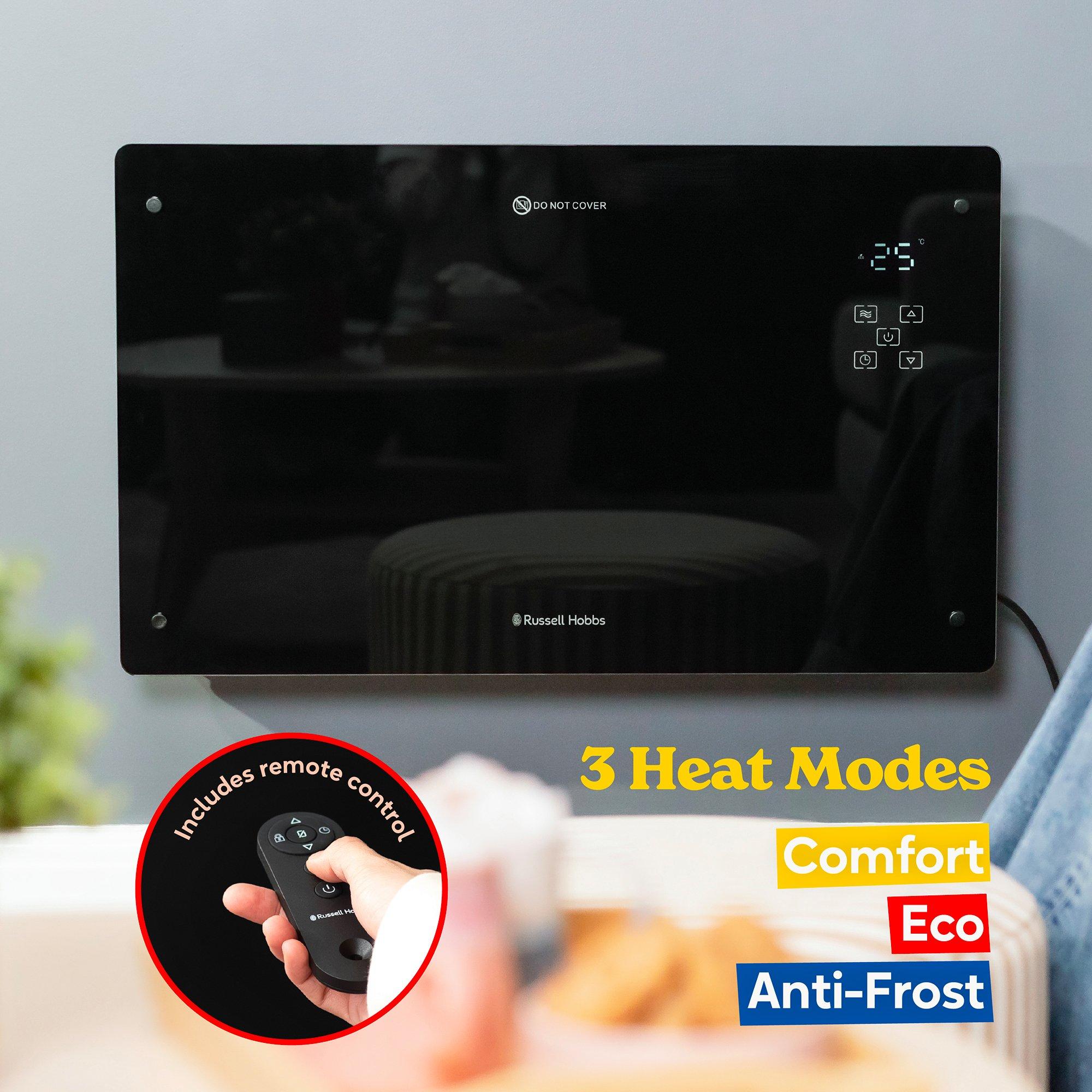 Black - Russell Hobbs - RHPANH2006B Smart Glass Panel Indoor Heater - 6