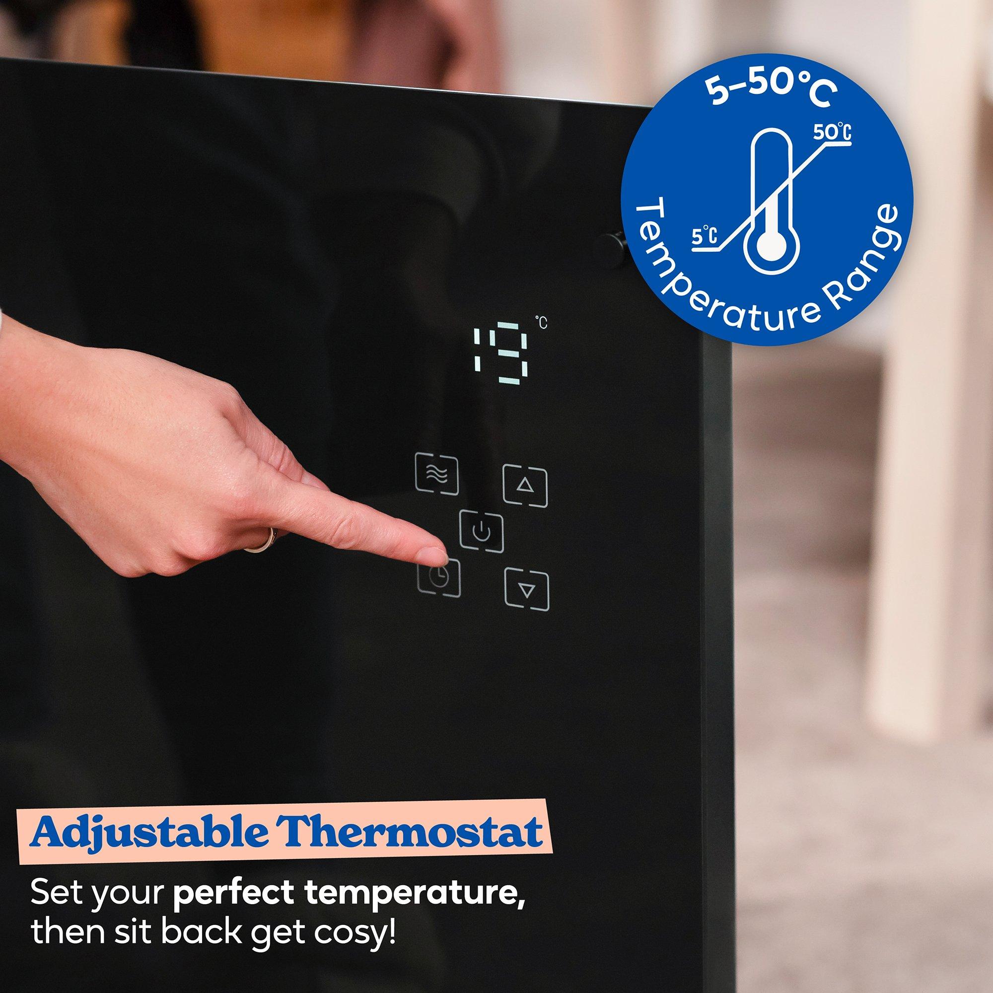 Black - Russell Hobbs - RHPANH2006B Smart Glass Panel Indoor Heater - 7