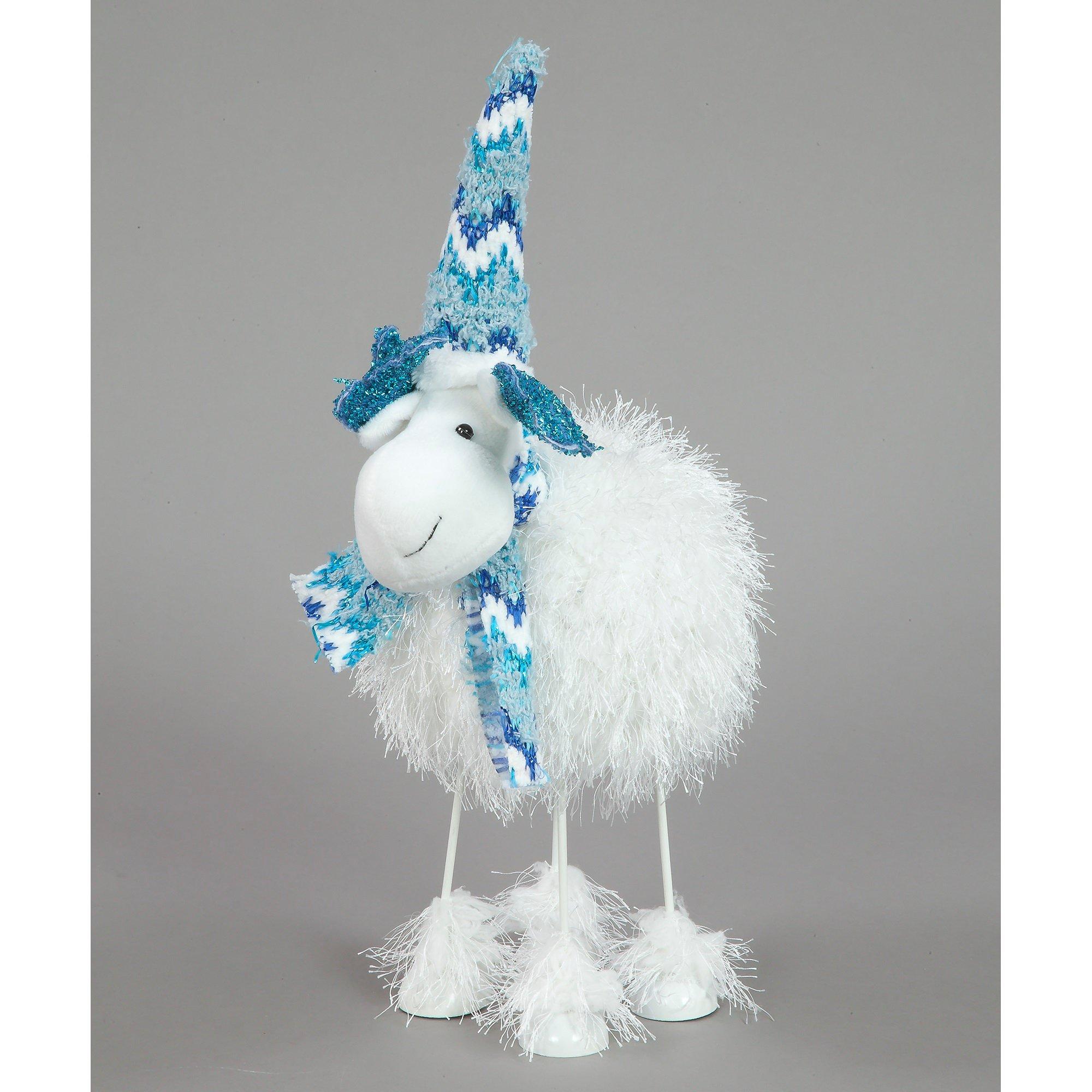 White - Snowtime - 42cm Plush White and Blue Reindeer