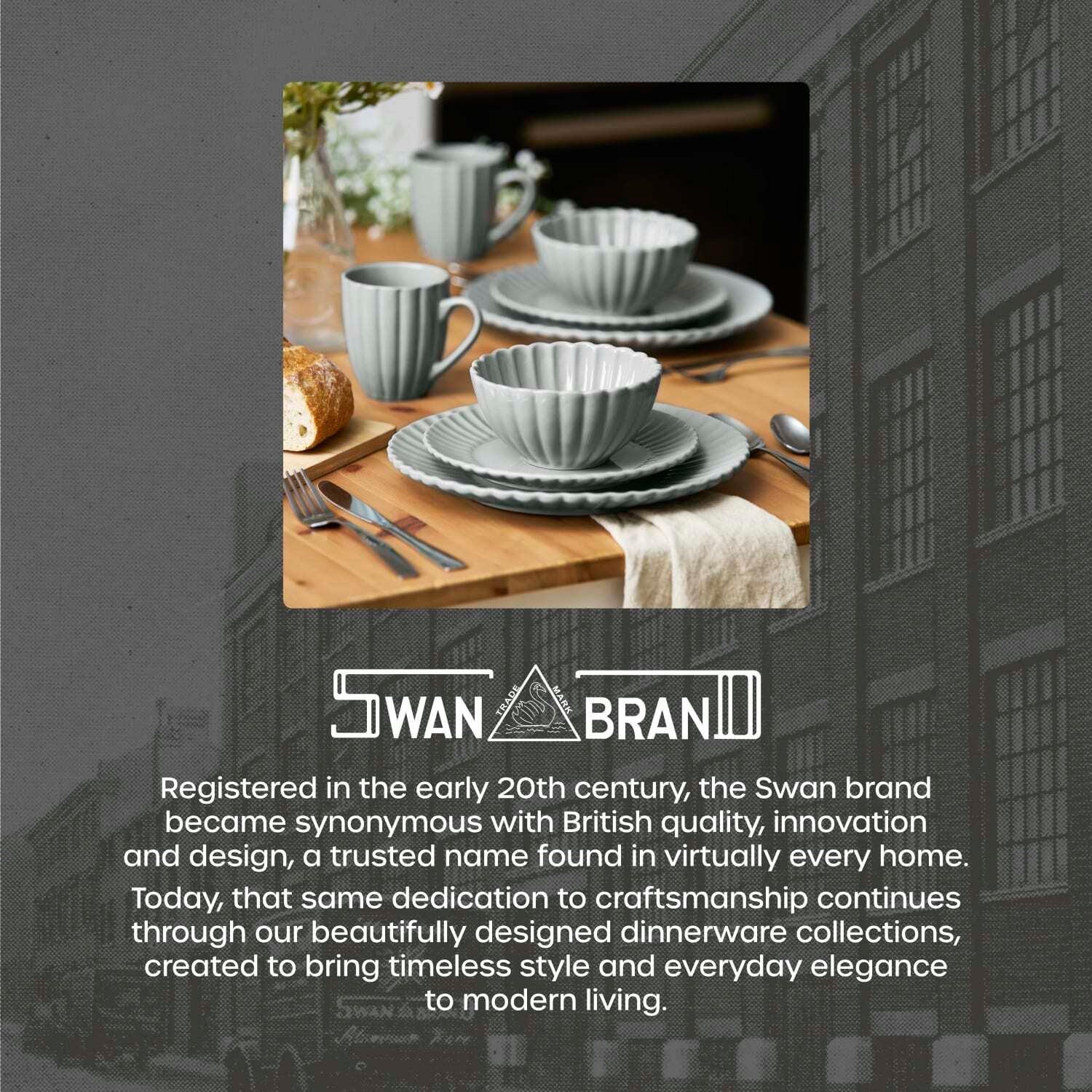 Grey - Swan - 16 Piece Scallop Edge Stoneware Dinner Set Grey - 8