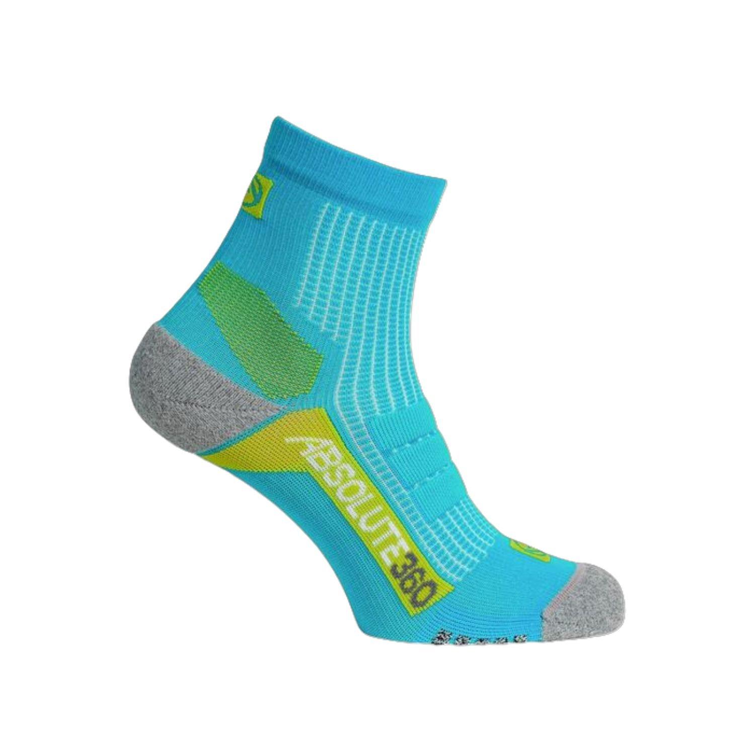 Neutral - Absolute 360 - Performance Running Socks: Quarter - Turquoise/Lime - 1