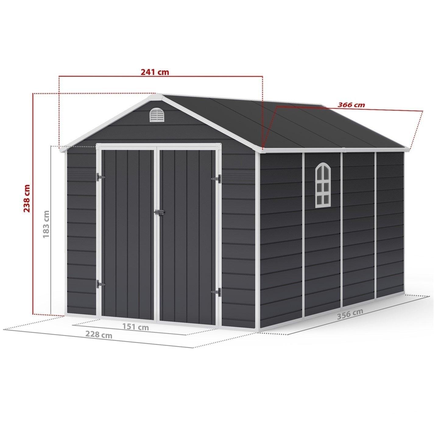 Grey - Store More - Lotus Sono Apex Plastic Garden Storage Shed Includ - 2