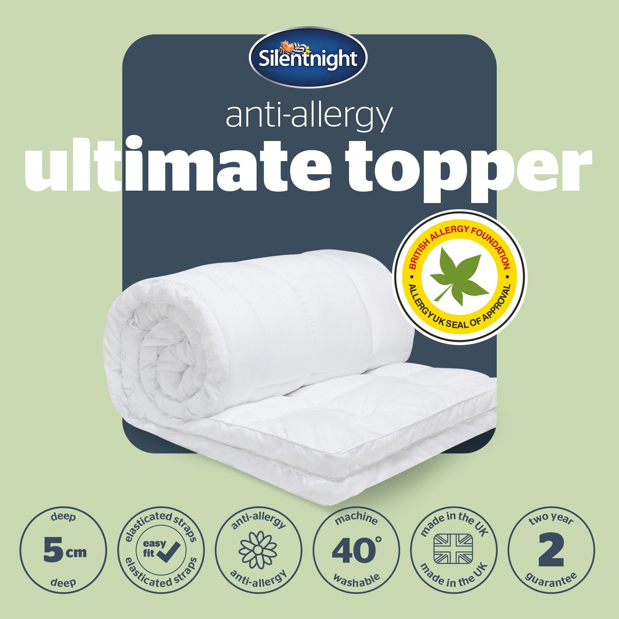 White - Silentnight - Anti-allergy 5cm Ultimate Mattress Topper - 9